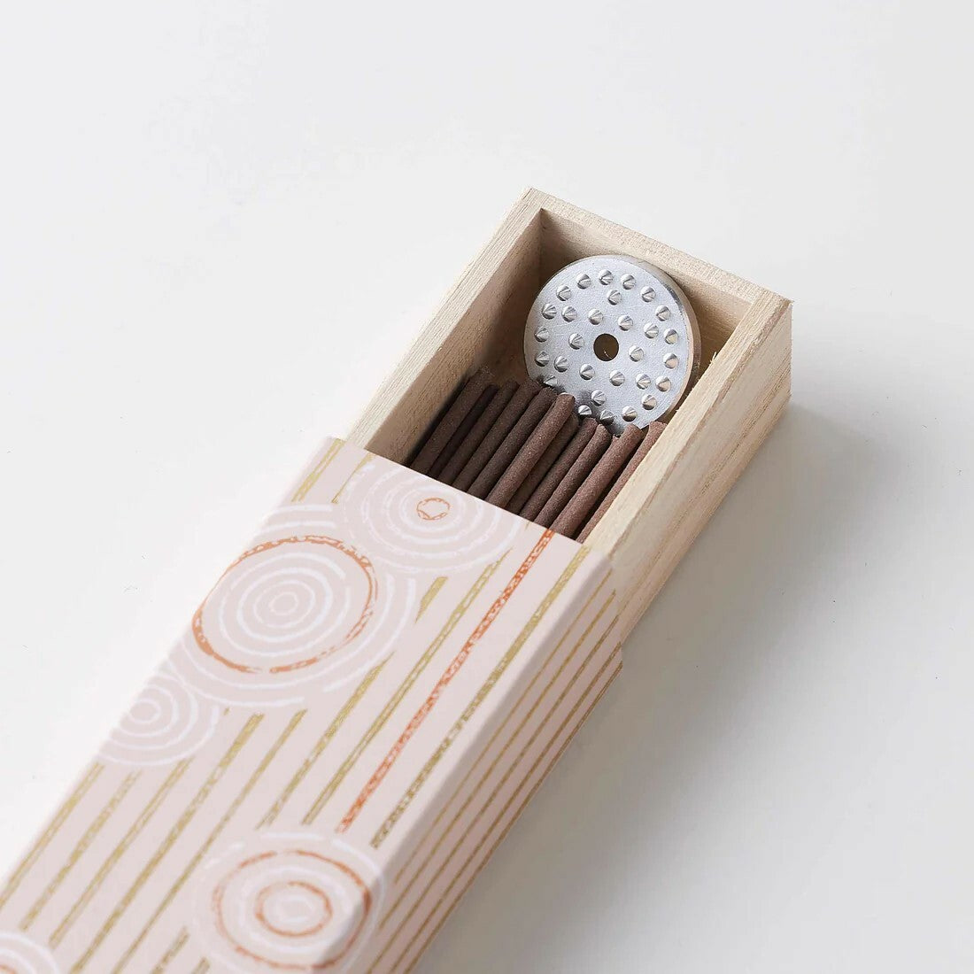 Hyakuranko Frankincense Incense Stick set in a decorative wooden box with 40 long sticks and a metal holder, ideal for home fragrance use.