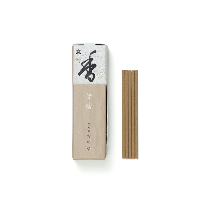 Muromachi City Incense sticks by Shoyeido Horin, showcasing premium sandalwood scent in elegant packaging for calming home fragrance use.