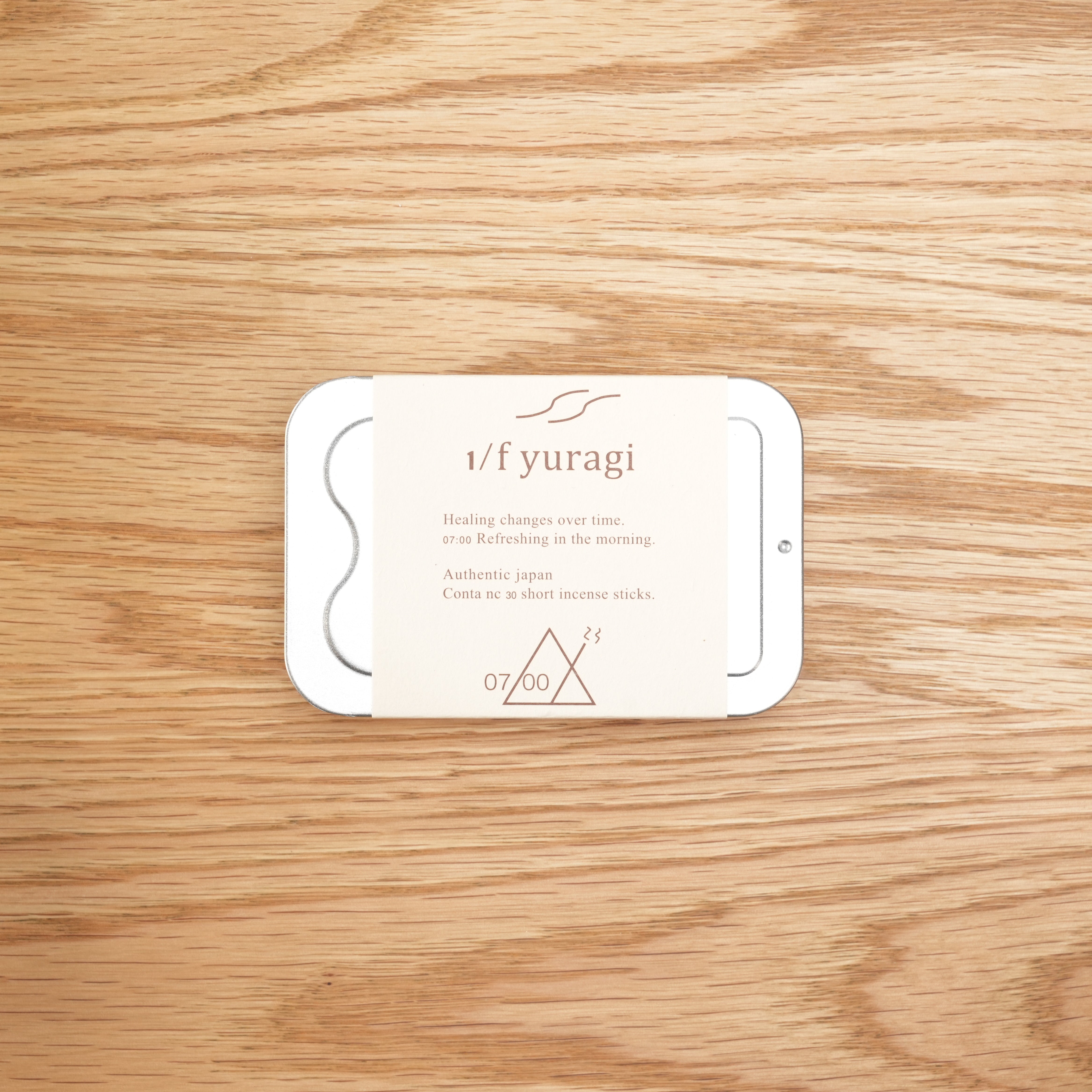 1/f Yuragi Incense - Morning Fragrance | Japanese Incense in minimalist packaging on wood surface. Ideal for 7:00 AM home aromatherapy rituals.