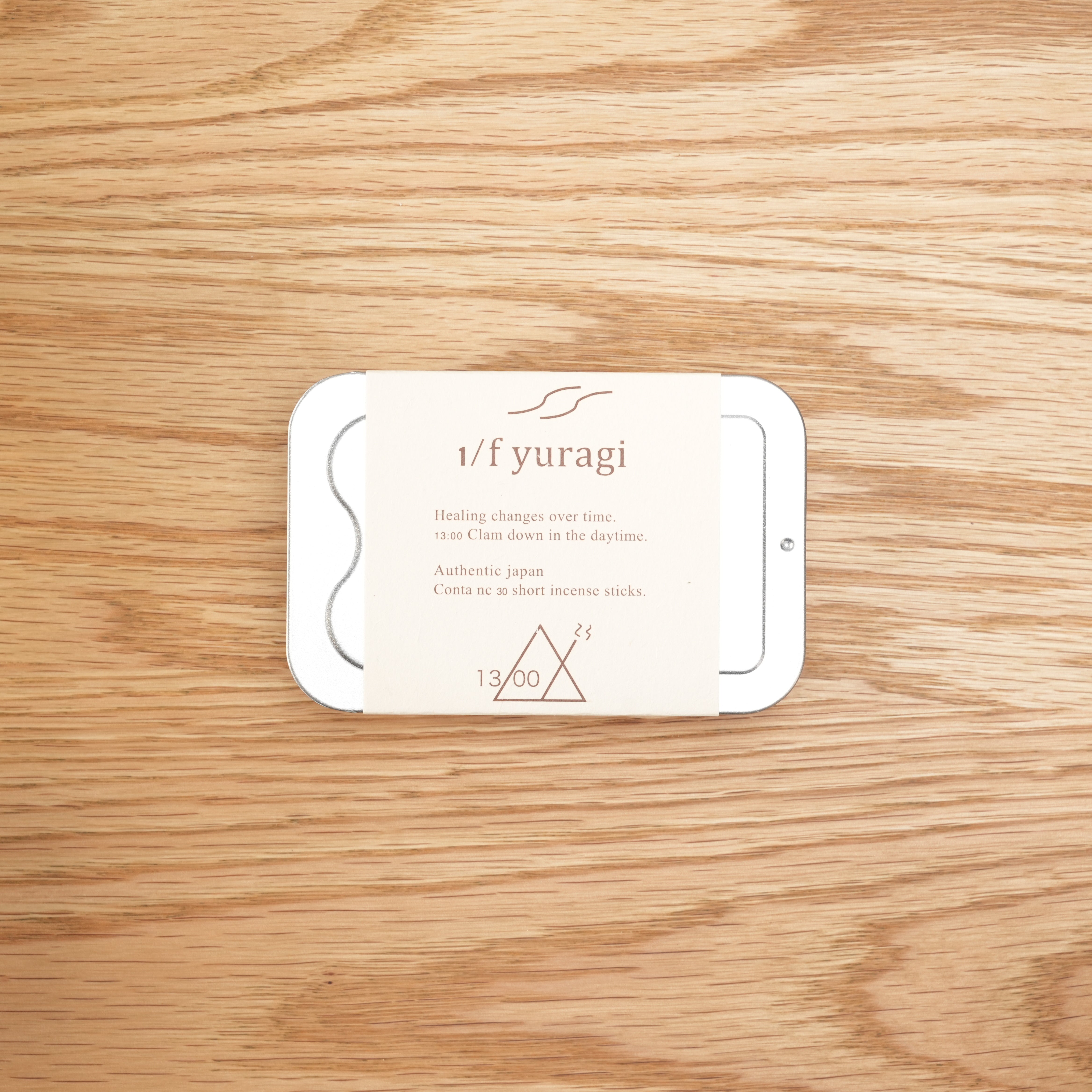 Focused Incense 1/f Yuragi - Japanese Incense | 30 Sticks in minimalist tin packaging with calming design, ideal for home fragrance and decor.