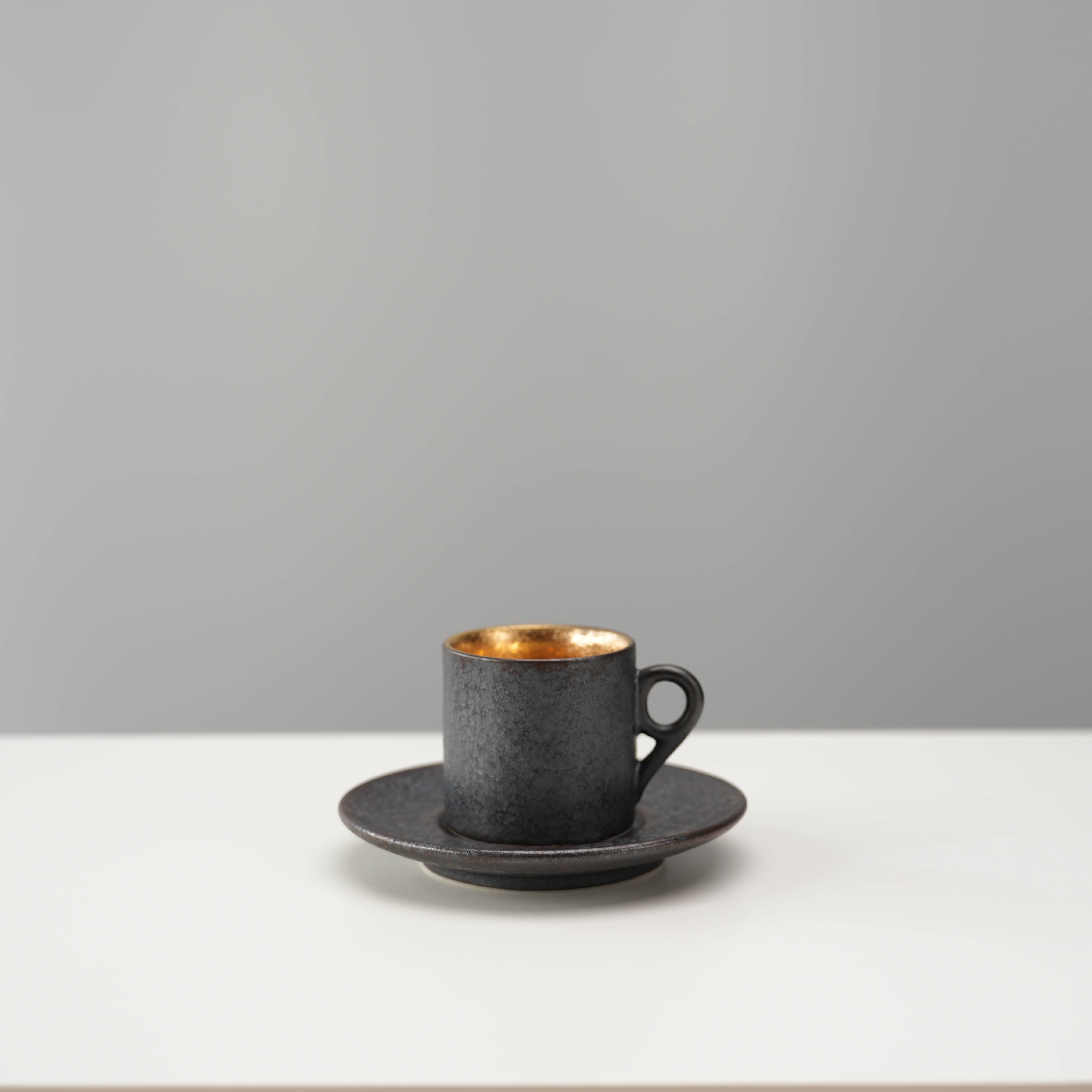 Arita Ware Crystal Glaze Black Gold Espresso Cup & Saucer Set