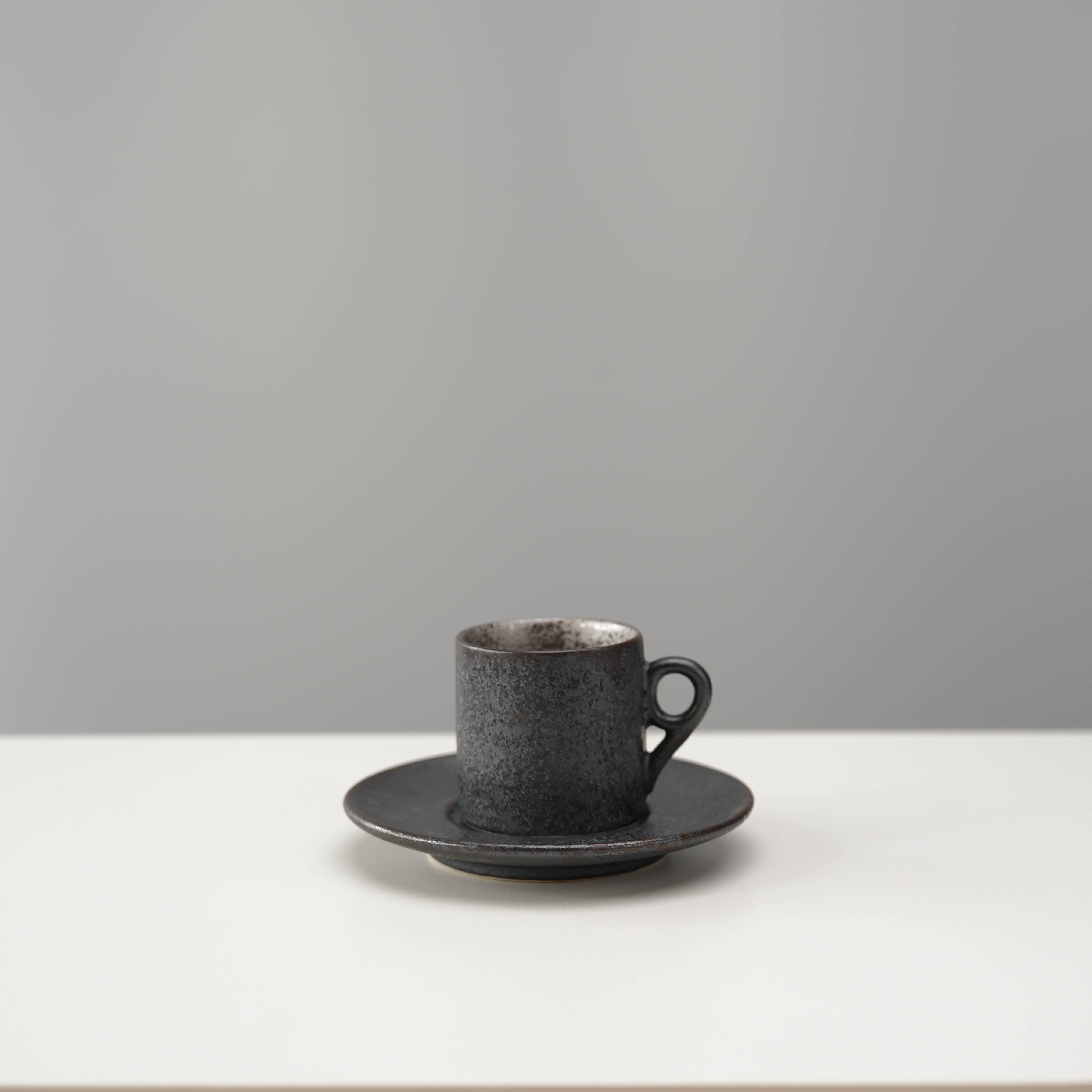 Arita Ware Crystal Glaze Black Silver Espresso Cup & Saucer Set