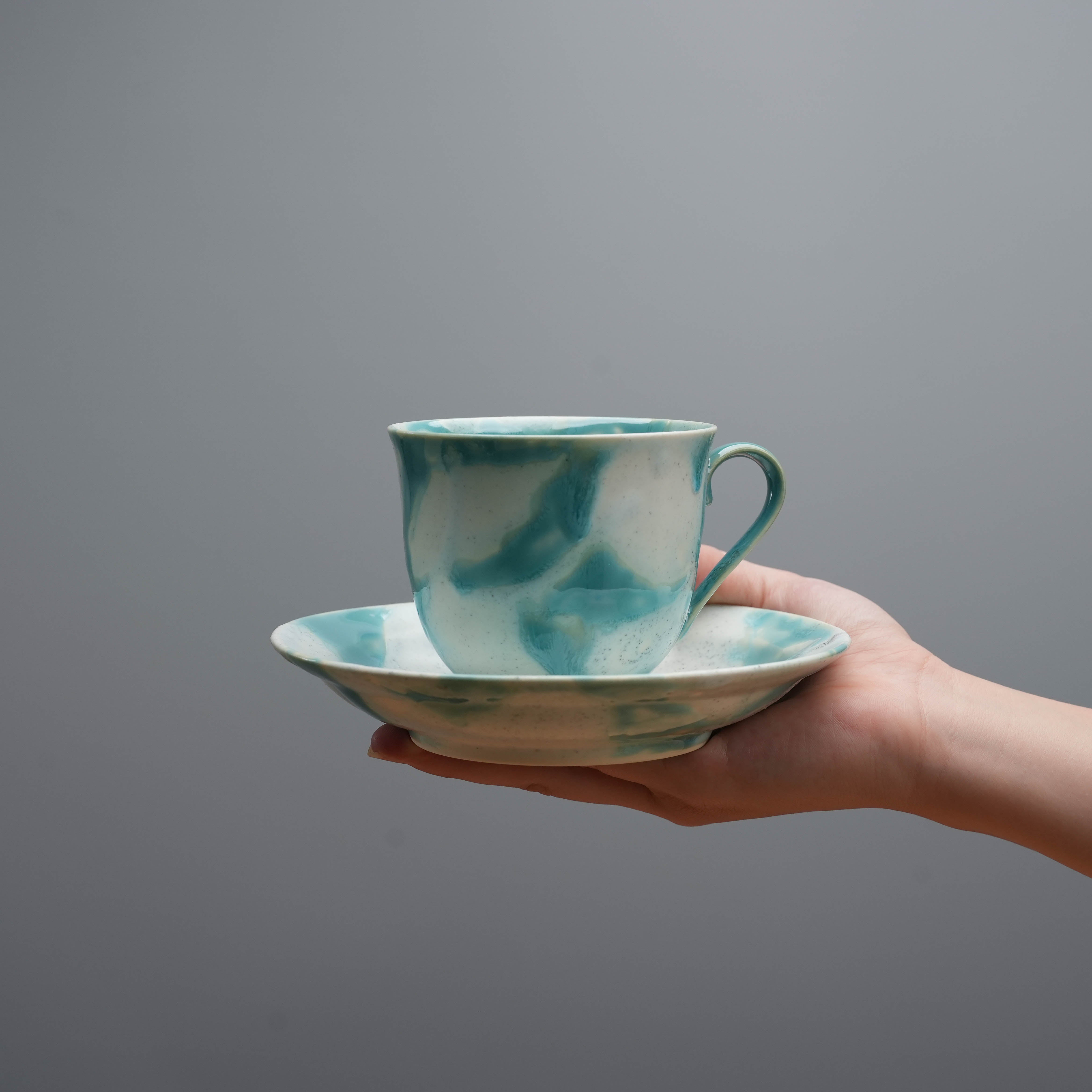 Arita Ware Shinryo New Green Cup & Saucer Set