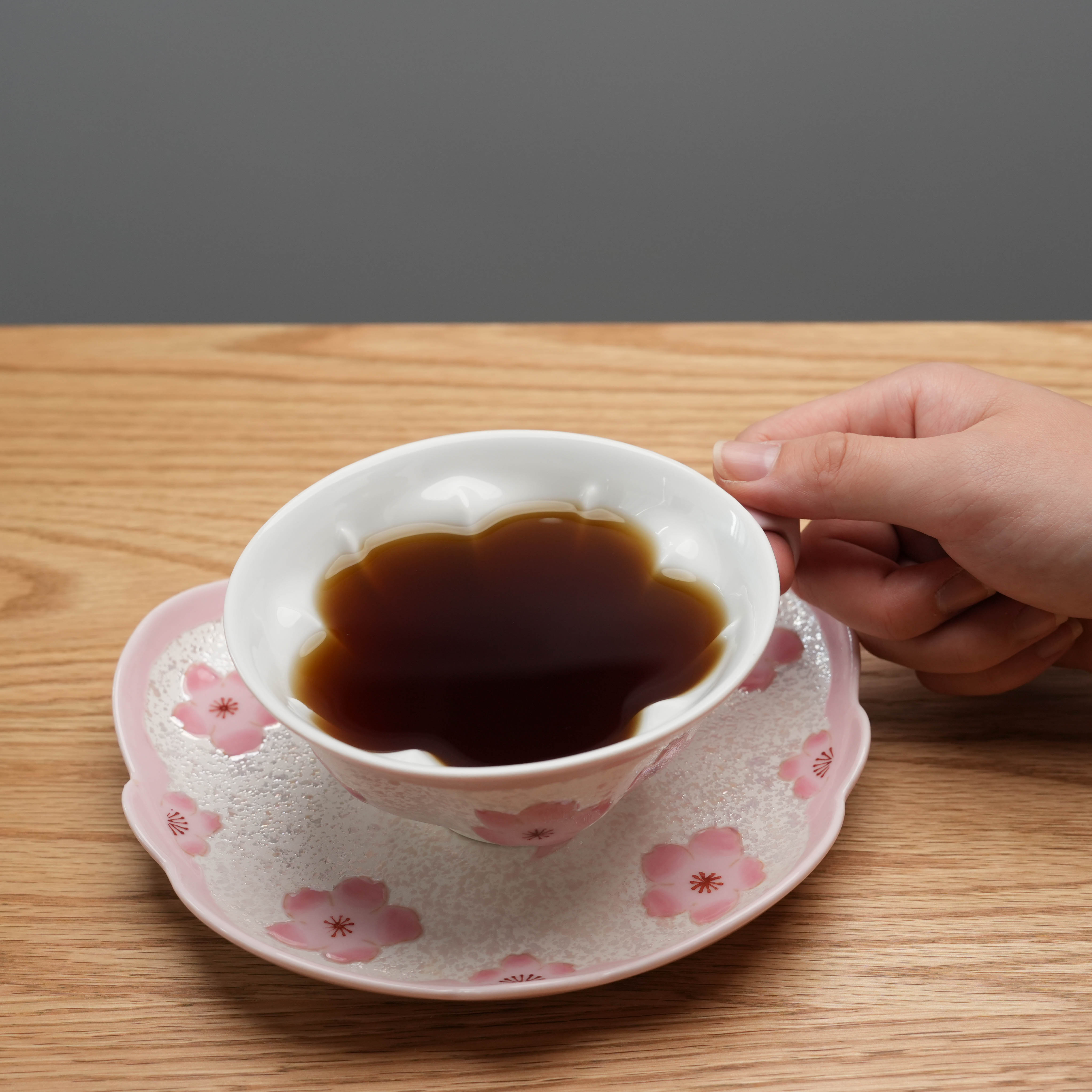 Arita Ware Pink Cherry Blossom Coffee Cup and Saucer