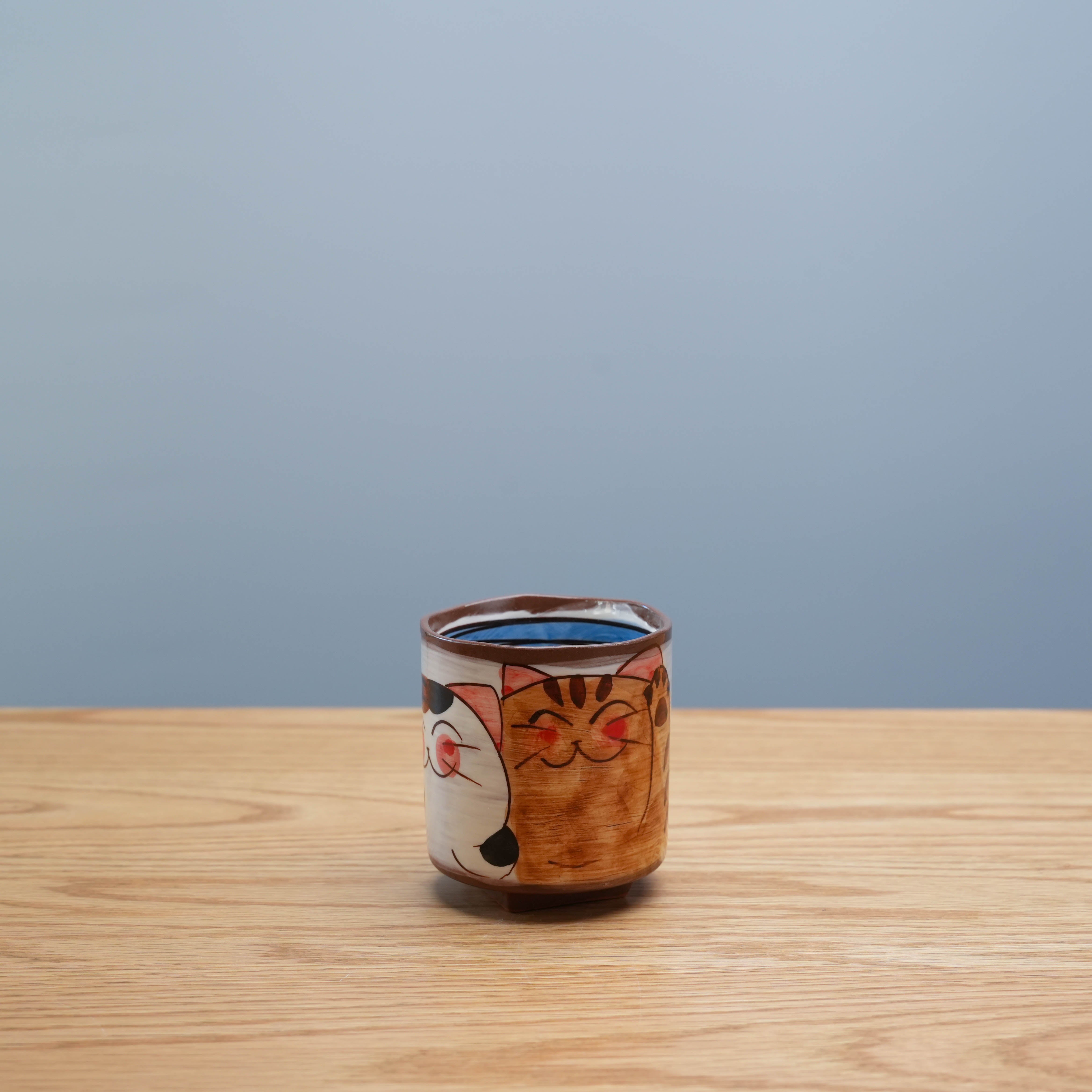 Hasami Ware Three Friendly Cat Yunomi Tea Cup