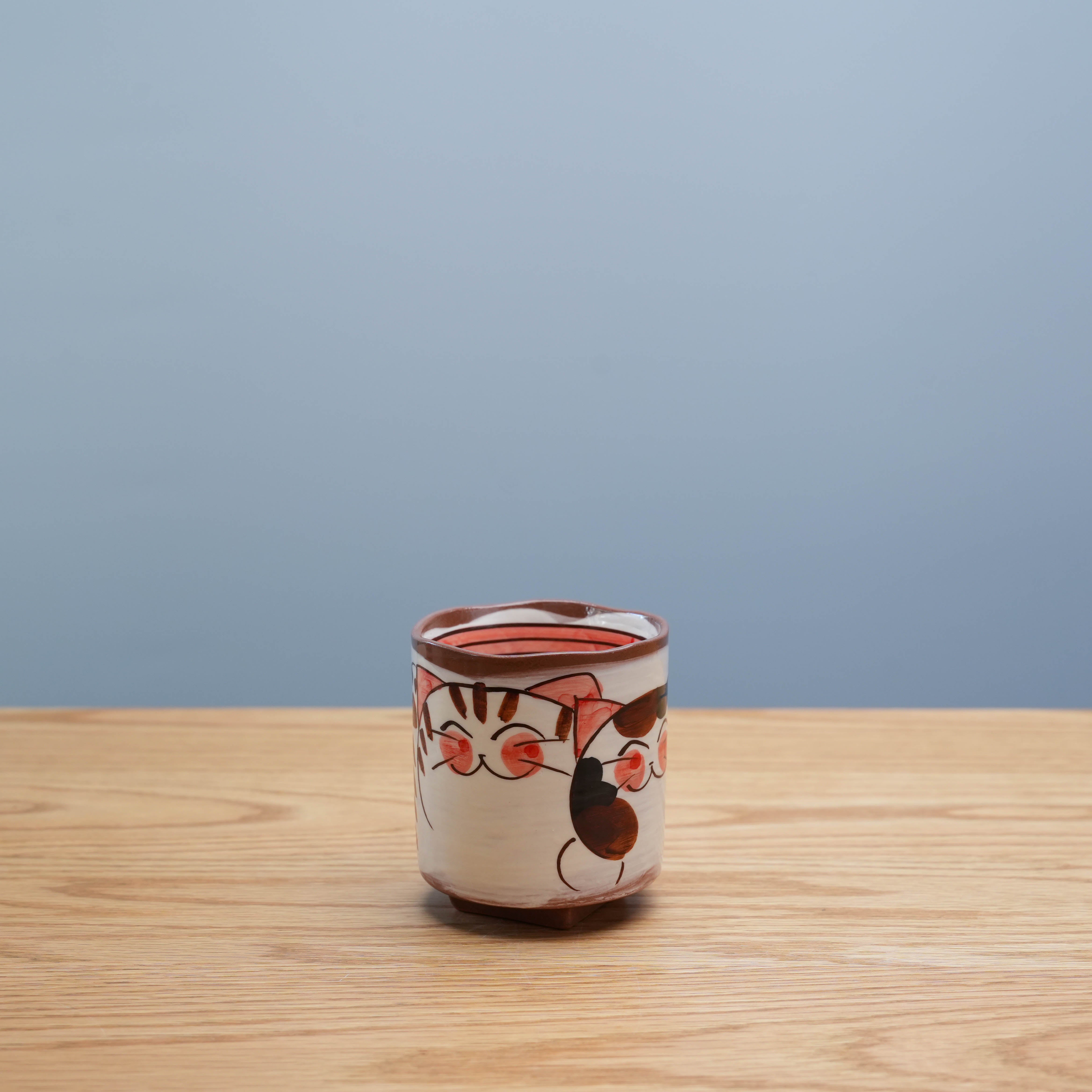 Hasami Ware Three Friendly Cat Yunomi Tea Cup