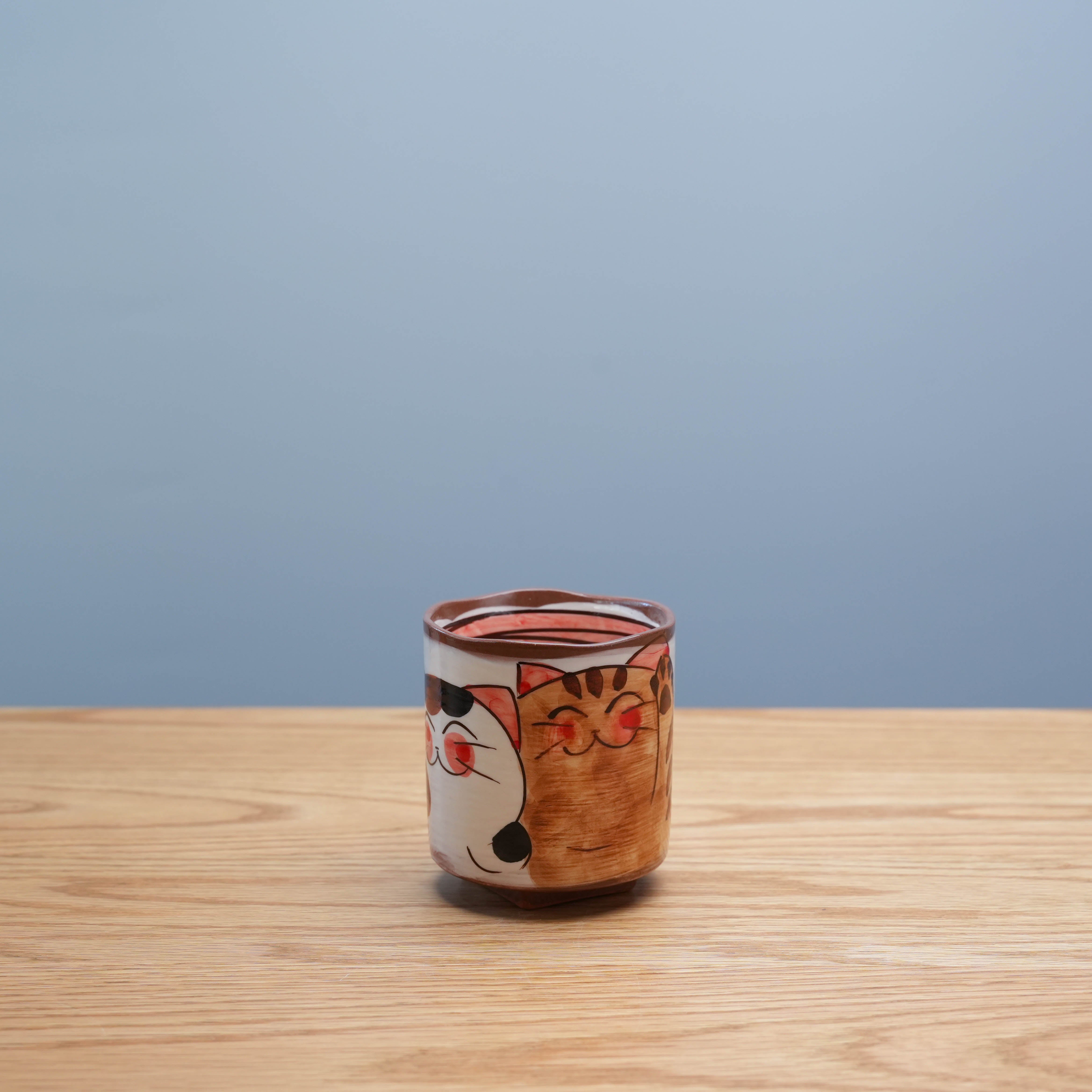 Hasami Ware Three Friendly Cat Yunomi Tea Cup