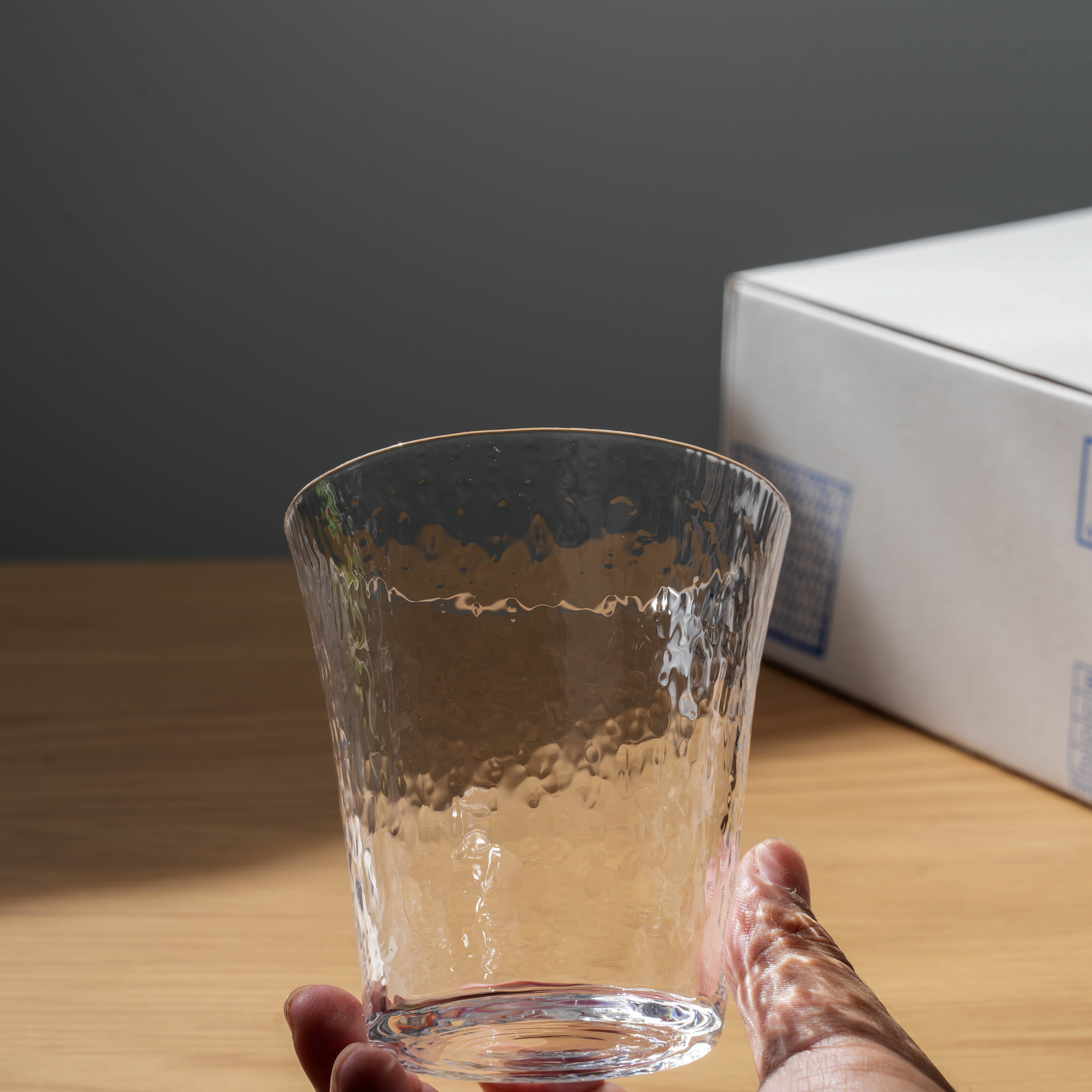 Close-up of Toyo-Sasaki Usuyo Glass showcasing ultra-thin HS glass and refined Japanese craftsmanship, perfect for stylish tableware use.