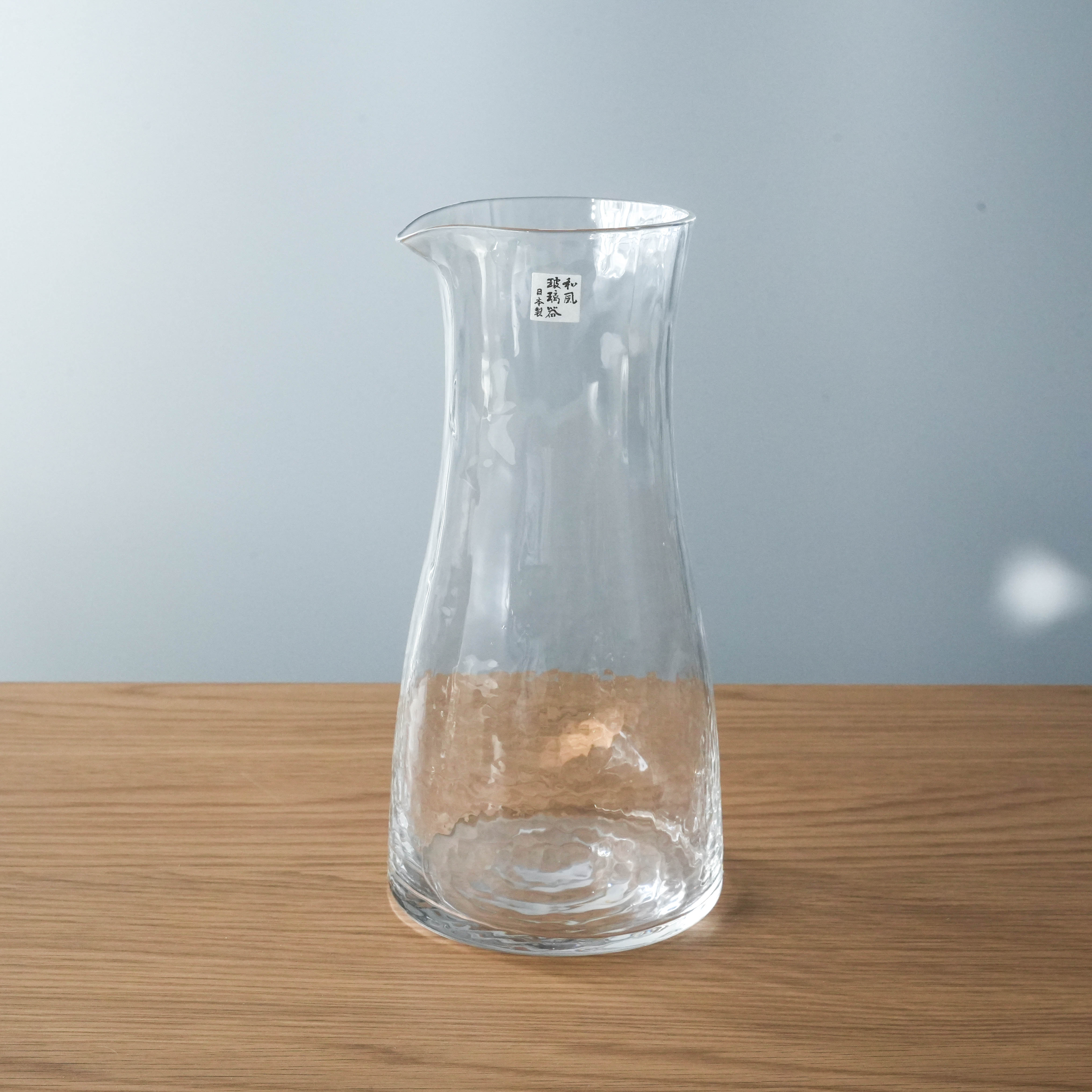 Toyo-Sasaki Carafe - Japan Glass Carafe | 800ml, Handmade. Elegant semi-lead crystal carafe with hammered texture, ideal for cold beverage serving.