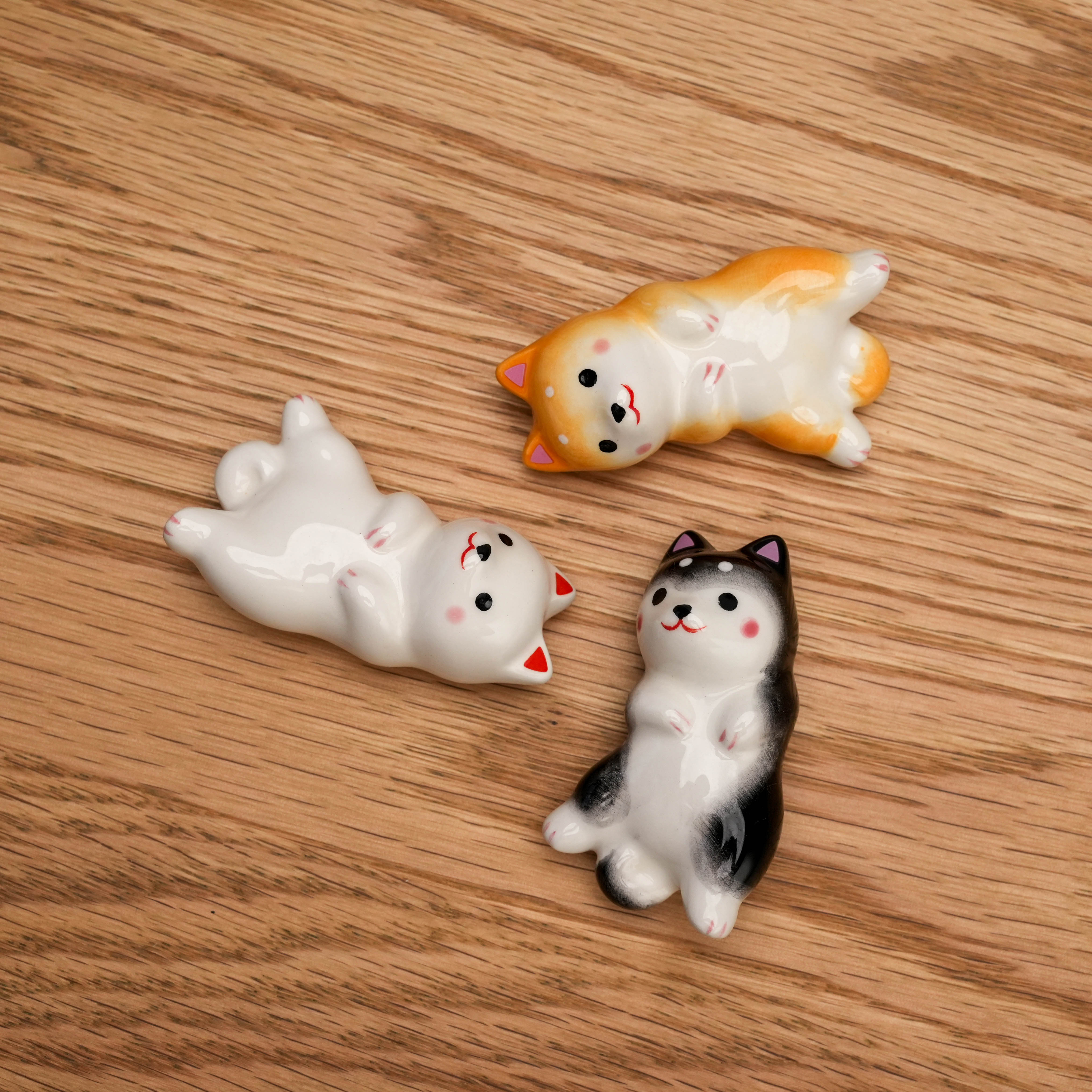 Yakushigama Shiba Dog Lying Down Chopstick Rest 3 Set