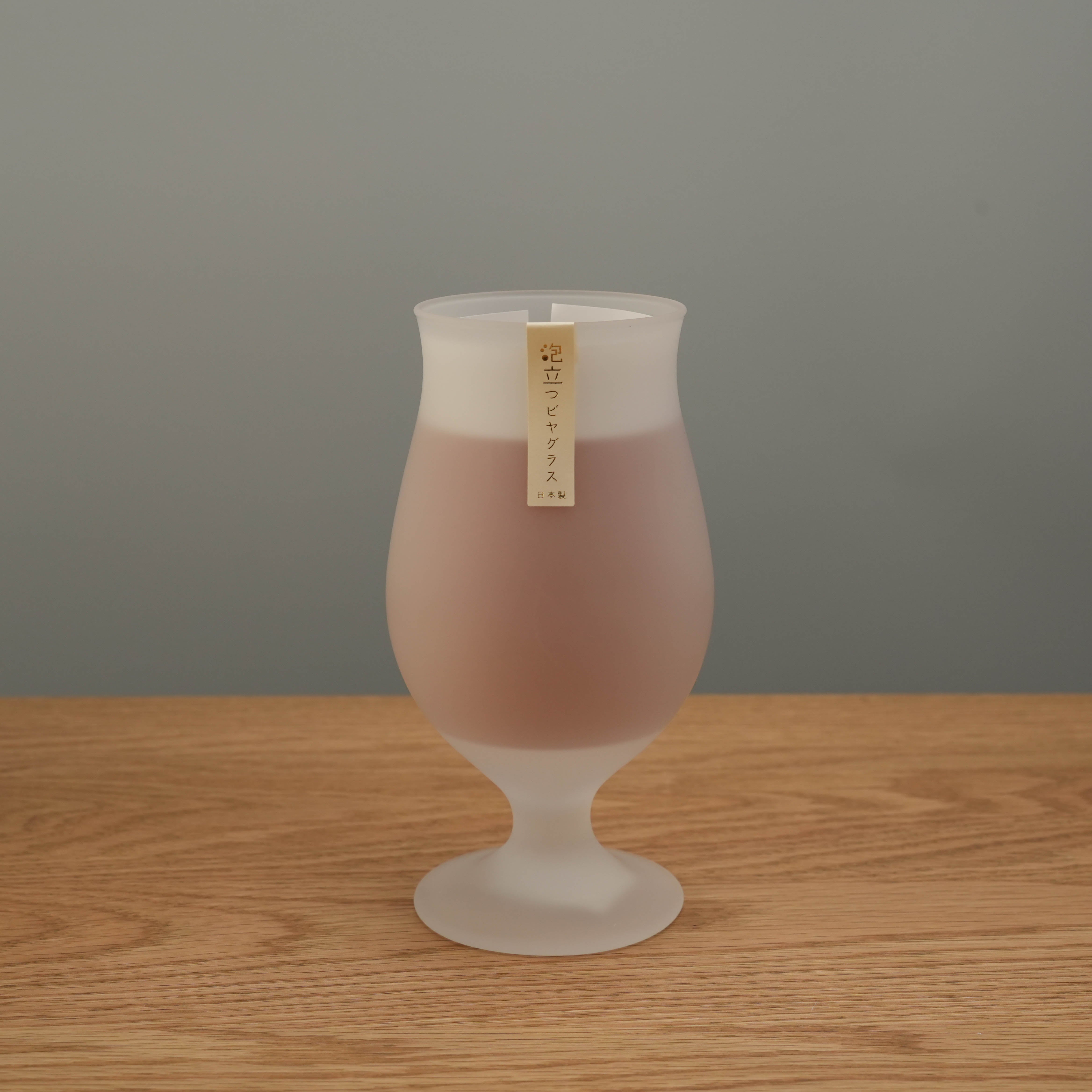 Toyo-Sasaki Beer Glass - Frosted Glass Foam Creator in tulip shape, designed to enhance beer foam texture. Made in Japan for premium beer enjoyment.