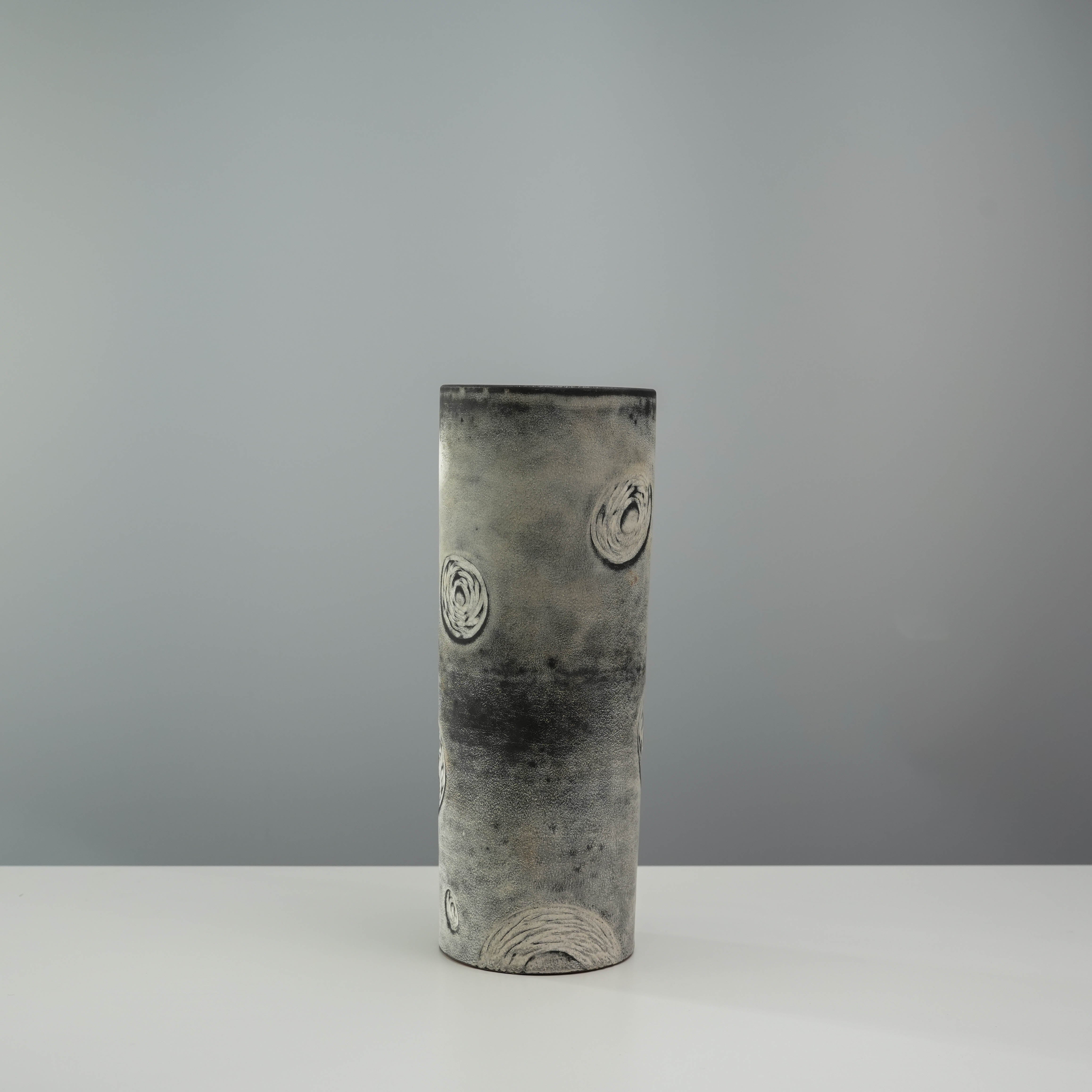 Lonesome Studio Starry Night Cylinder Flower Vase with silver-glazed Van Gogh-inspired design, ideal for modern home decor.