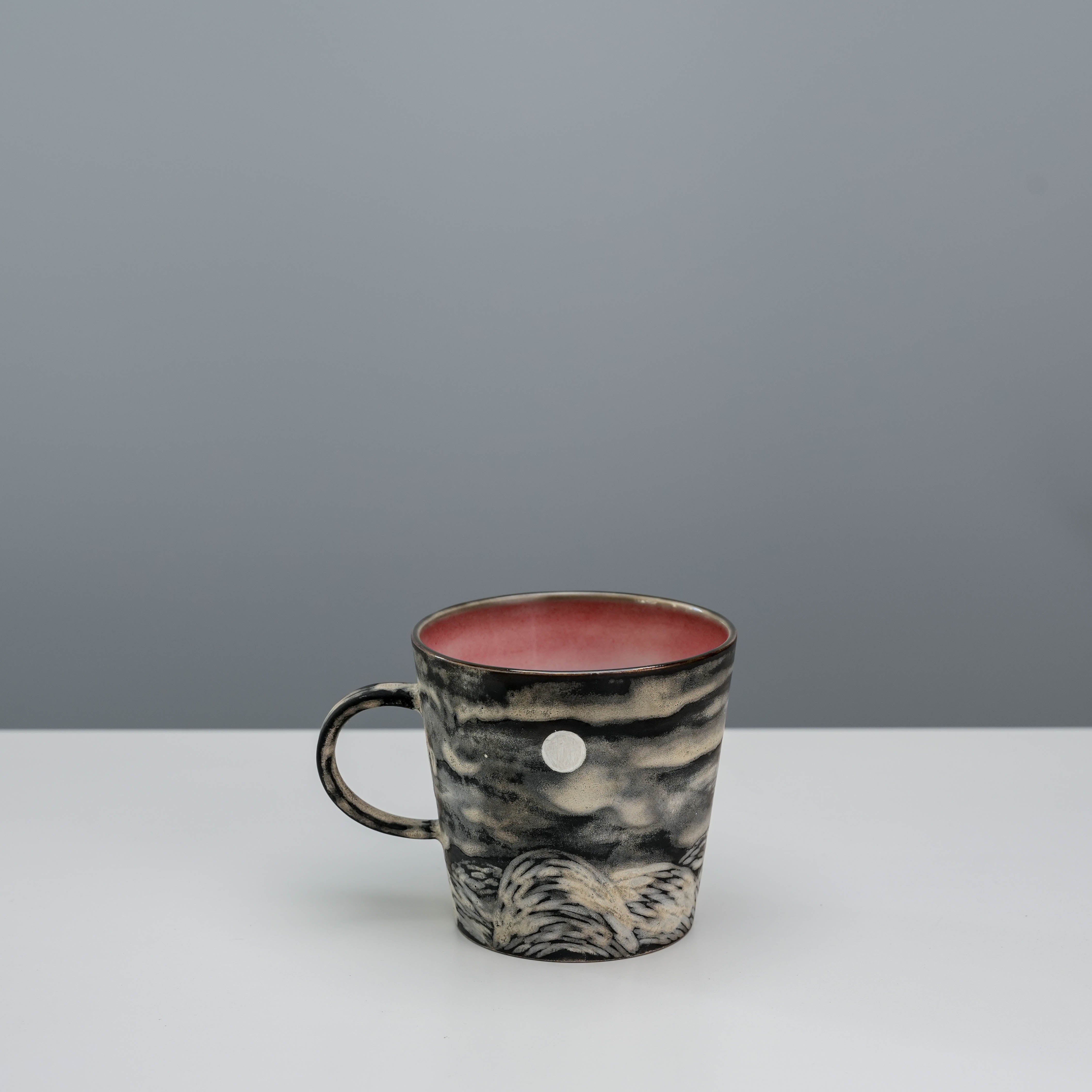 Handcrafted Full Moon Mug by Lonesome Studio with silver-glazed sky and moon design, ideal for artistic kitchen and dining settings.