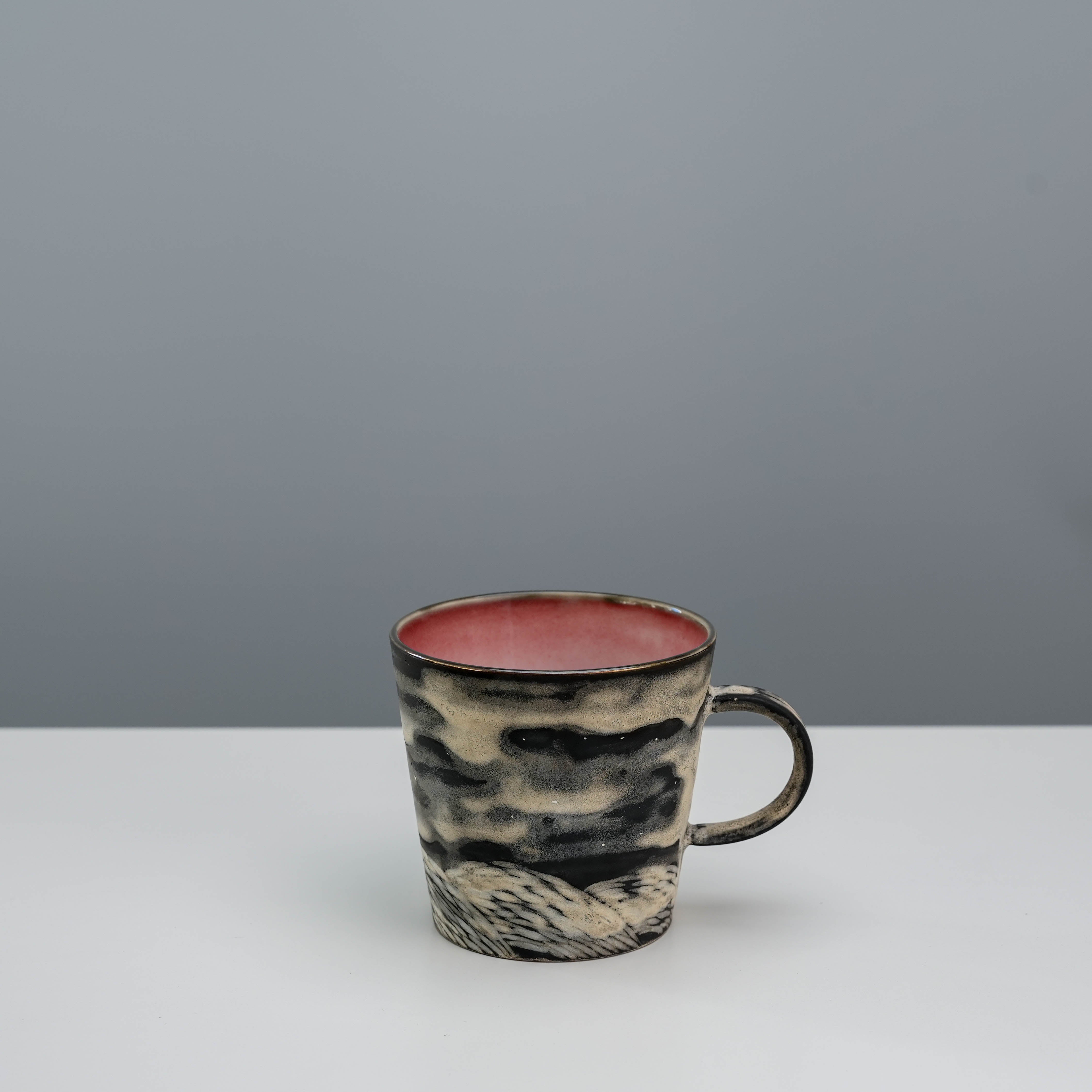 Elegant Lonesome Studio Full Moon Mug with black and silver night scene, a standout piece in premium ceramic drinkware collections.