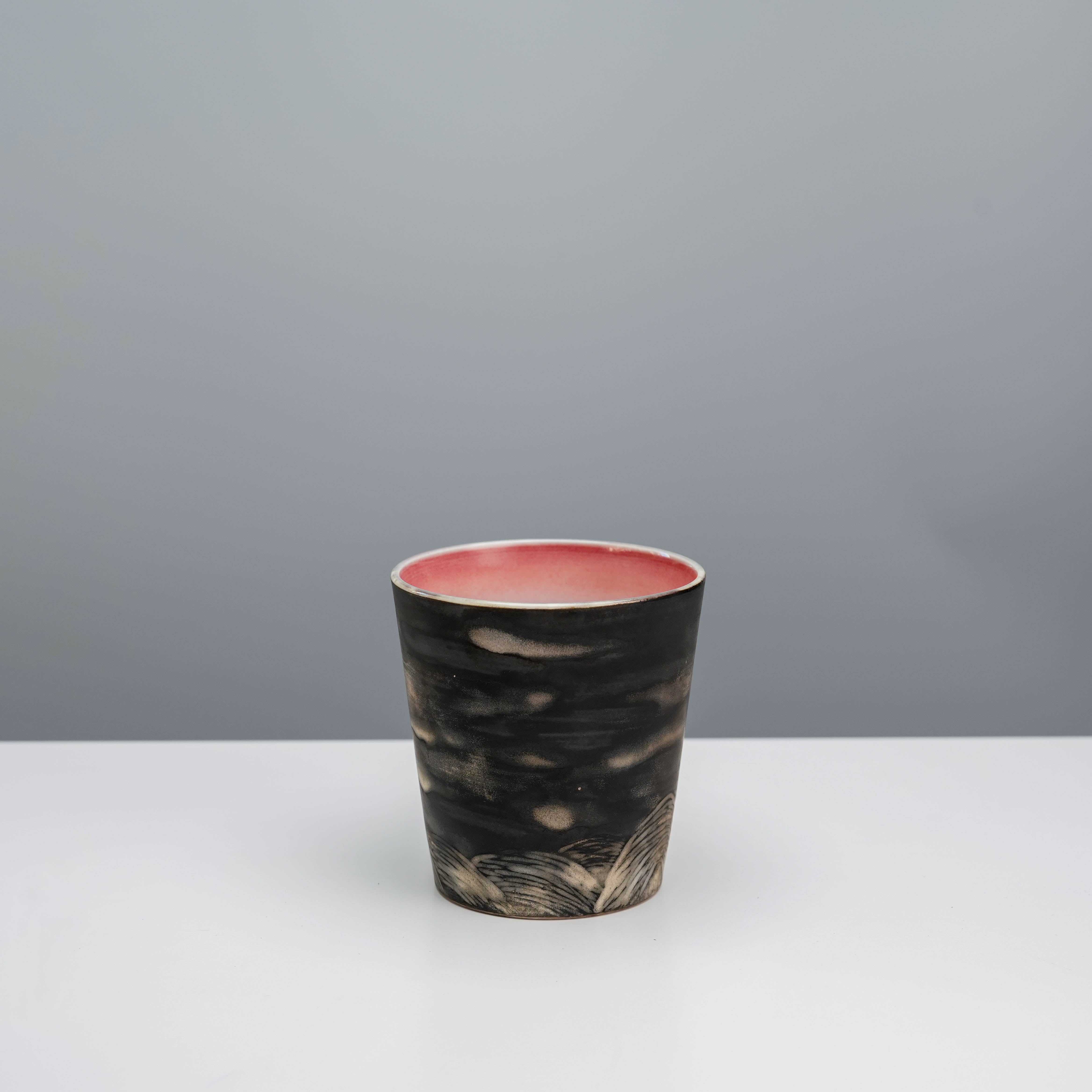 300ml Lonesome Studio Evening Moon Tumbler with hand-glazed night sky and moon design, ideal for coffee lovers seeking unique ceramic mugs.