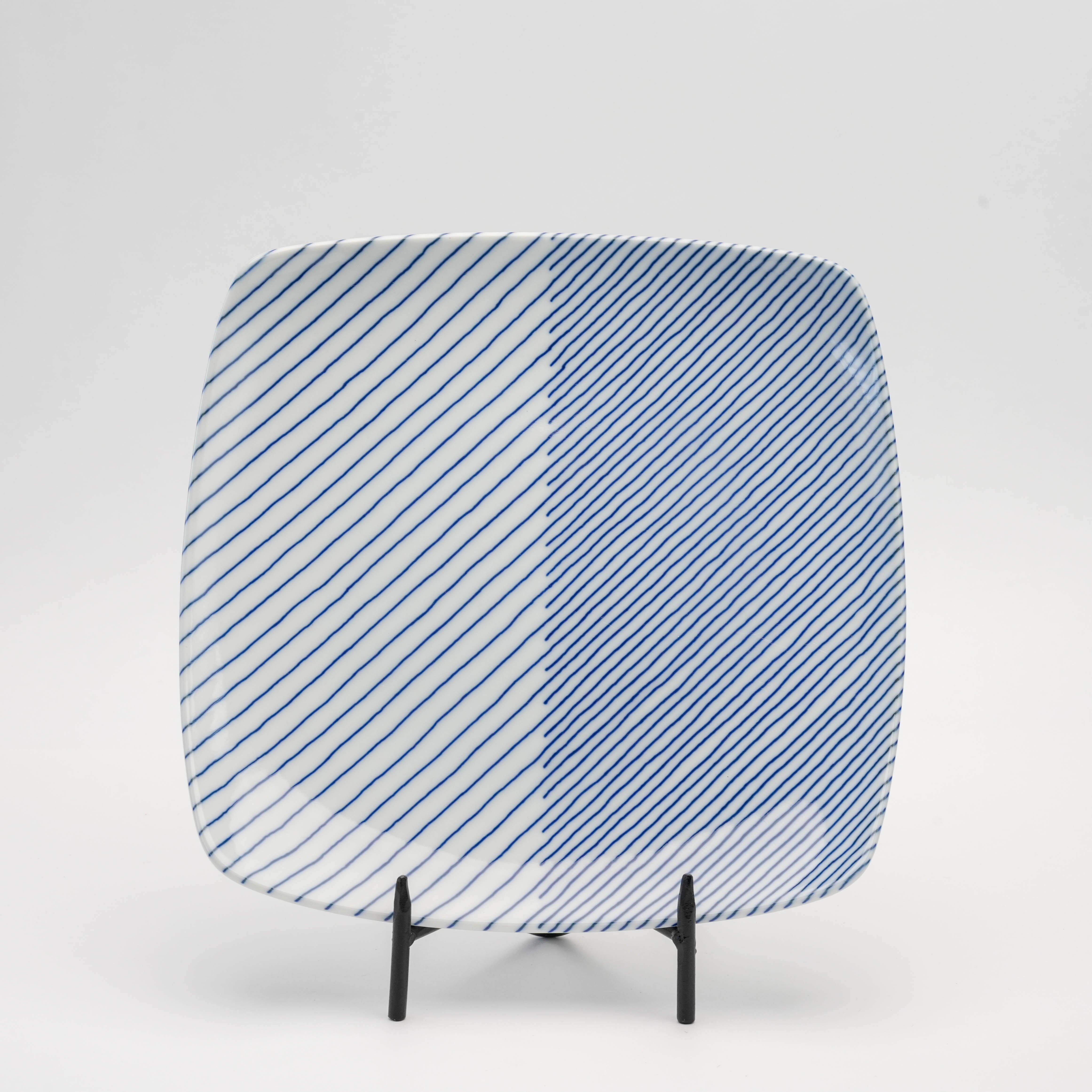 Hasami Ware Hakusan Overlapping stripes Square Plate