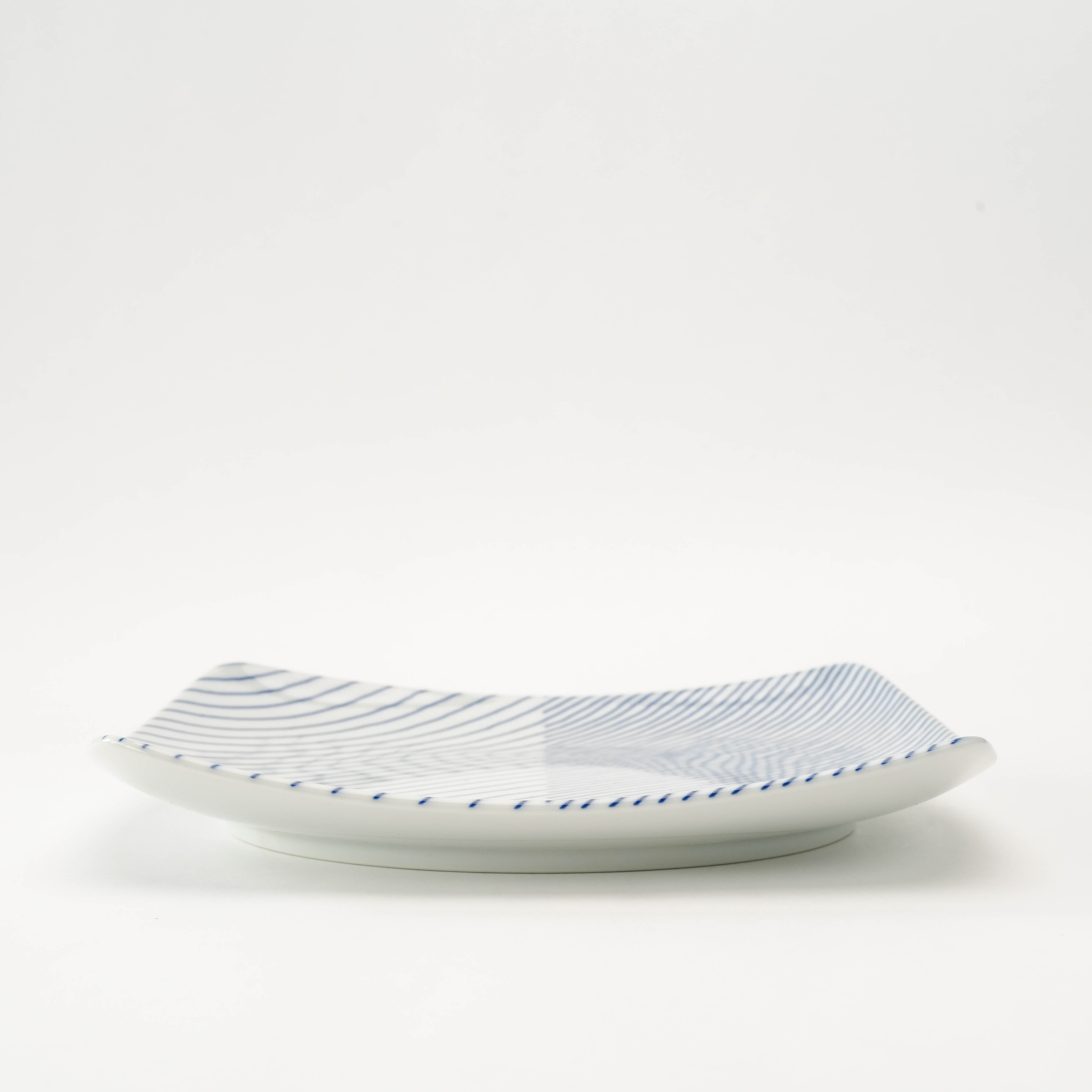 Hasami Ware Hakusan Overlapping stripes Square Plate