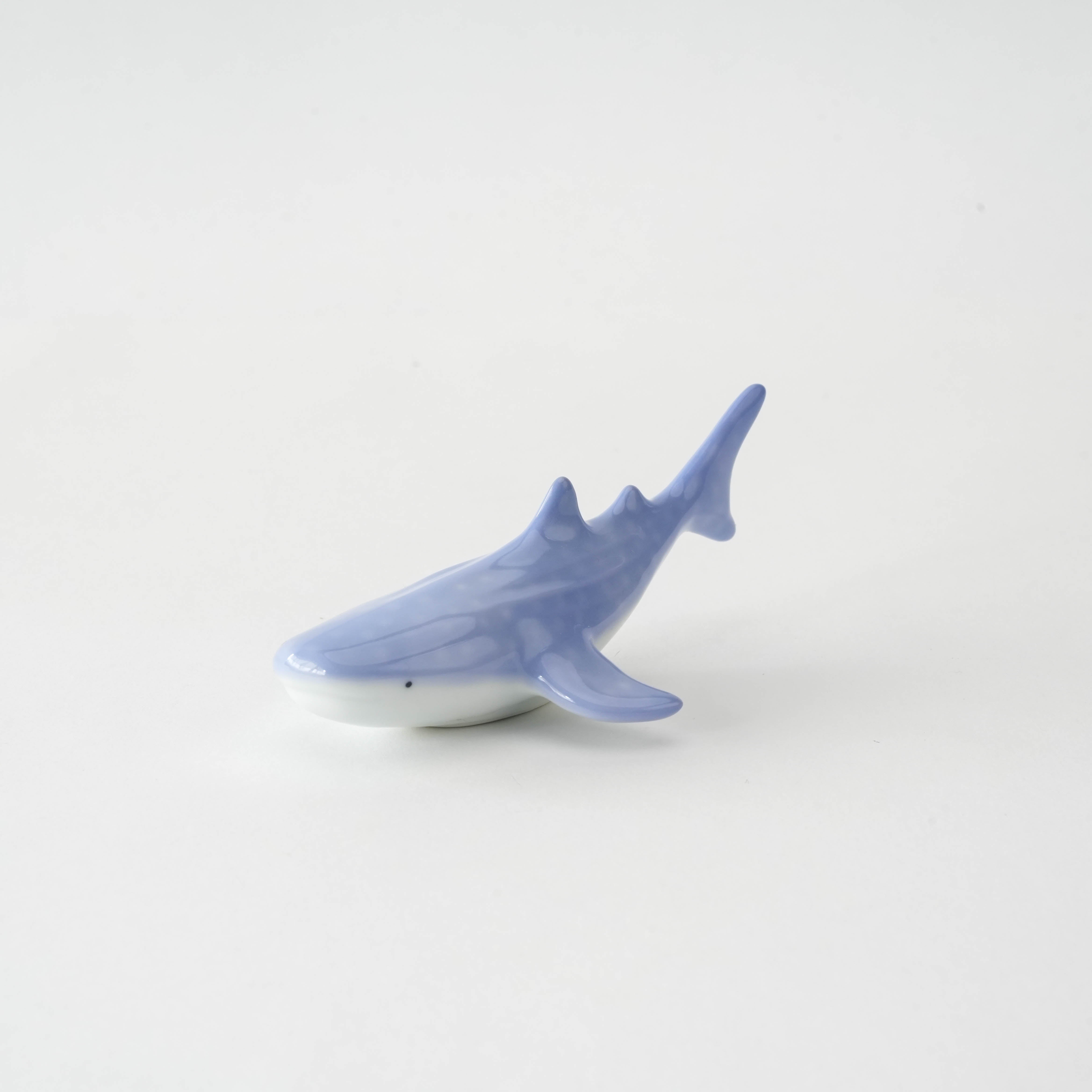 Front angle of Whale Shark Chopstick Rest - Arita Ware, showcasing fine porcelain craftsmanship and marine-inspired design.