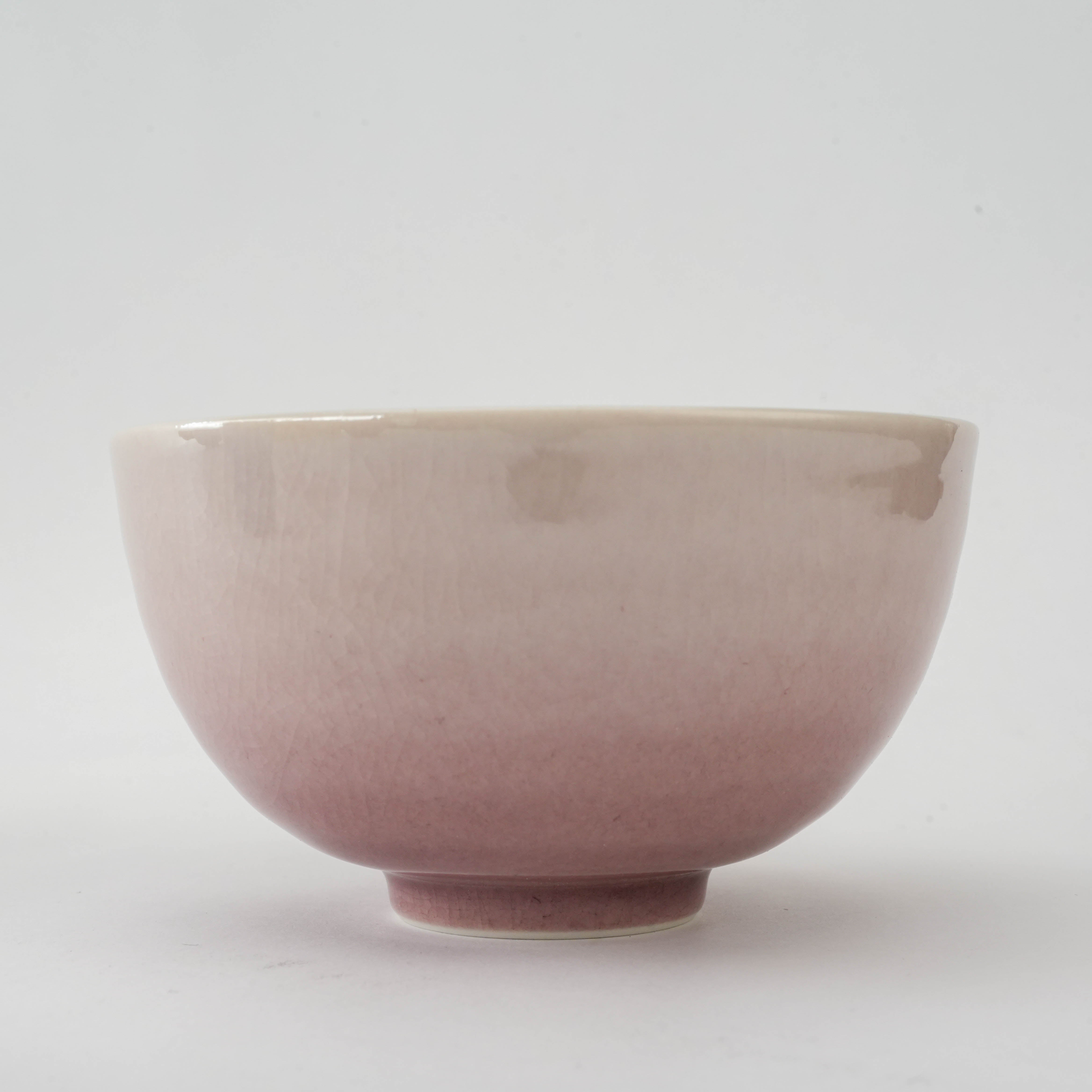Pink rice bowl from Kutani Ware Dinner Set - Blue Pink Porcelain | Kutani Craft, showcasing traditional Japanese craftsmanship and subtle gradient tones.