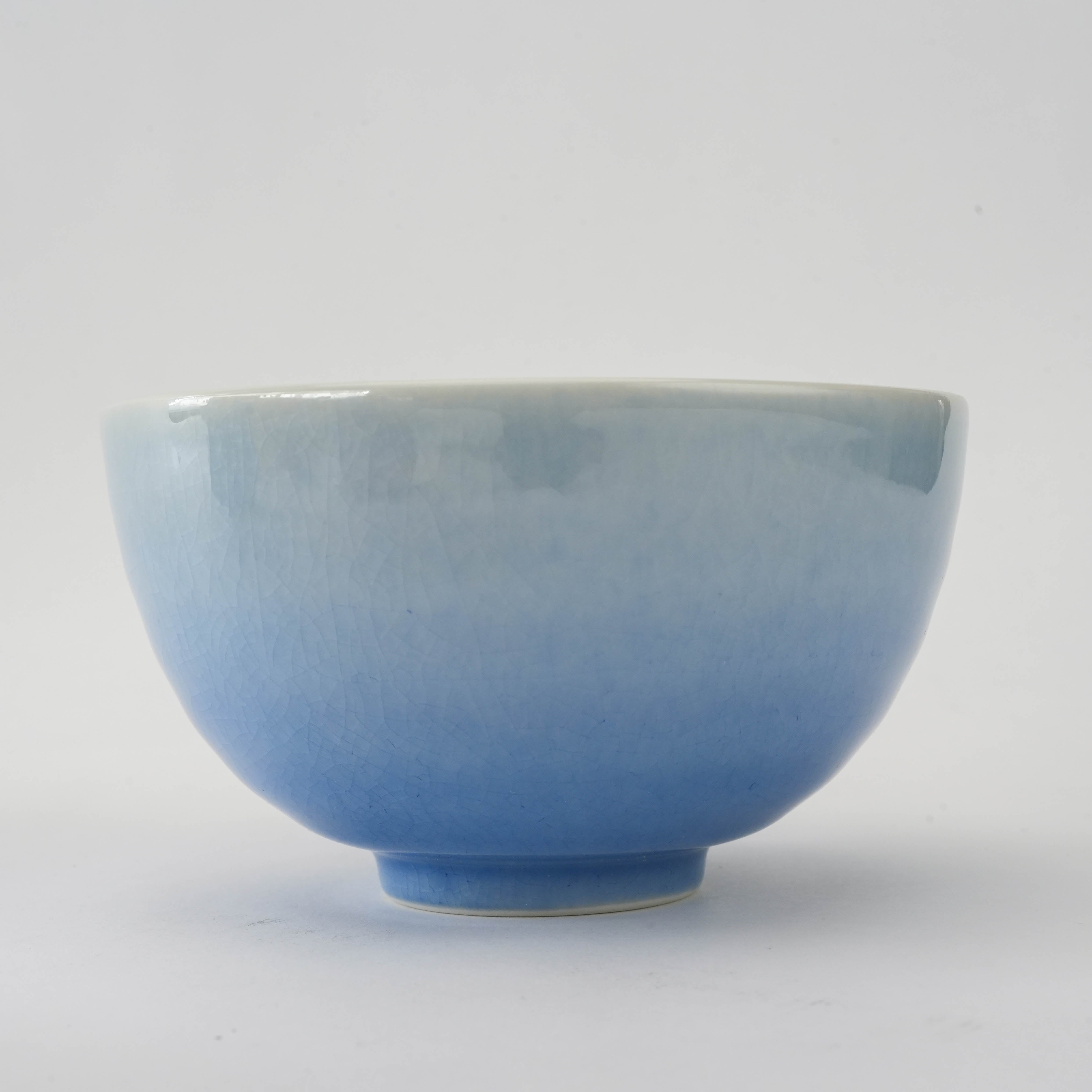 Blue rice bowl from Kutani Ware Dinner Set - Blue Pink Porcelain | Kutani Craft, with a delicate gradient glaze and refined porcelain finish.