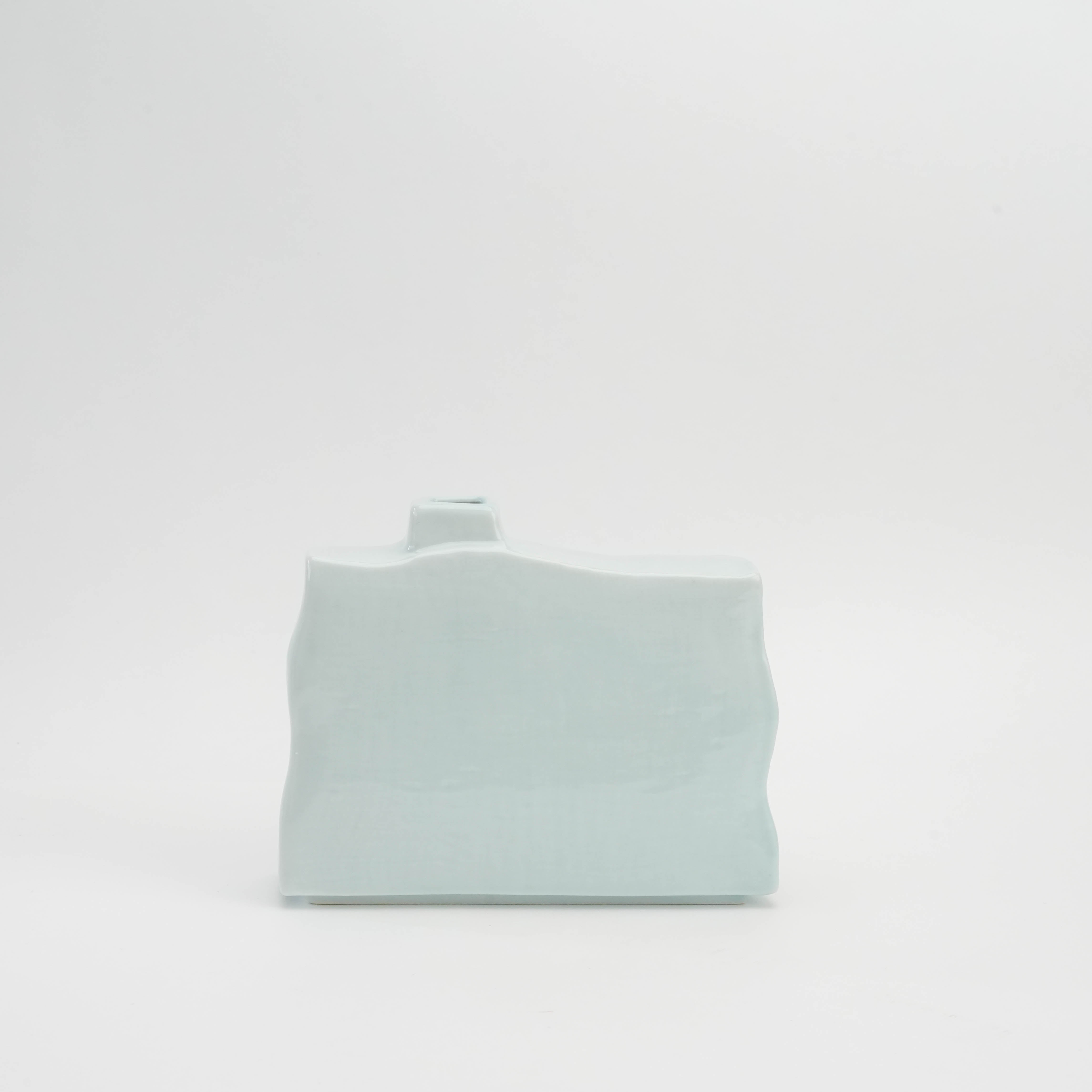 Back view of Kutani Ware Ikebana Vase in soft porcelain finish. Minimalist design complements traditional Japanese home decor themes.