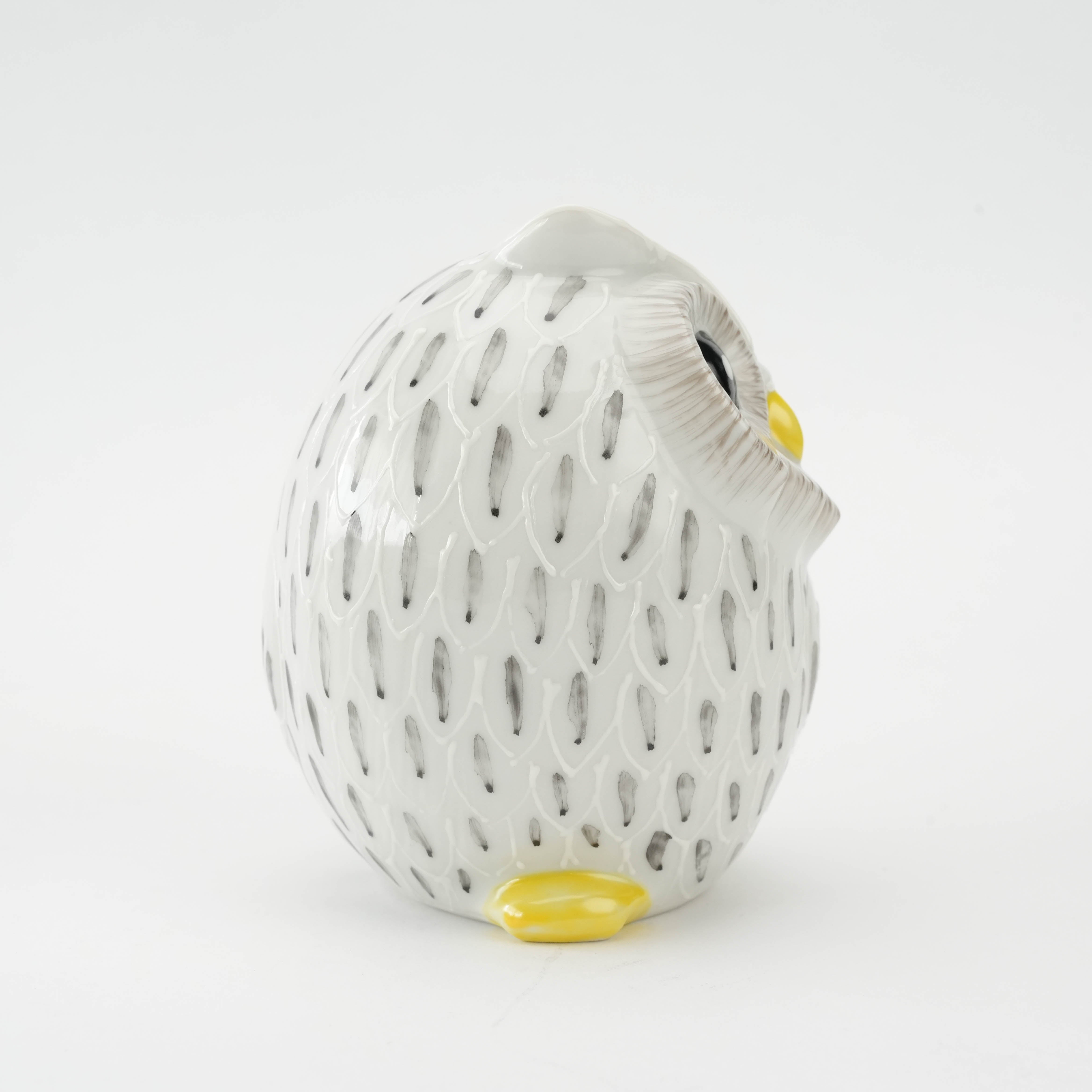 Angled side view of Kutani Owl Figurine featuring yellow feet and fine feather texture. Perfect as a thoughtful gift or collectible.