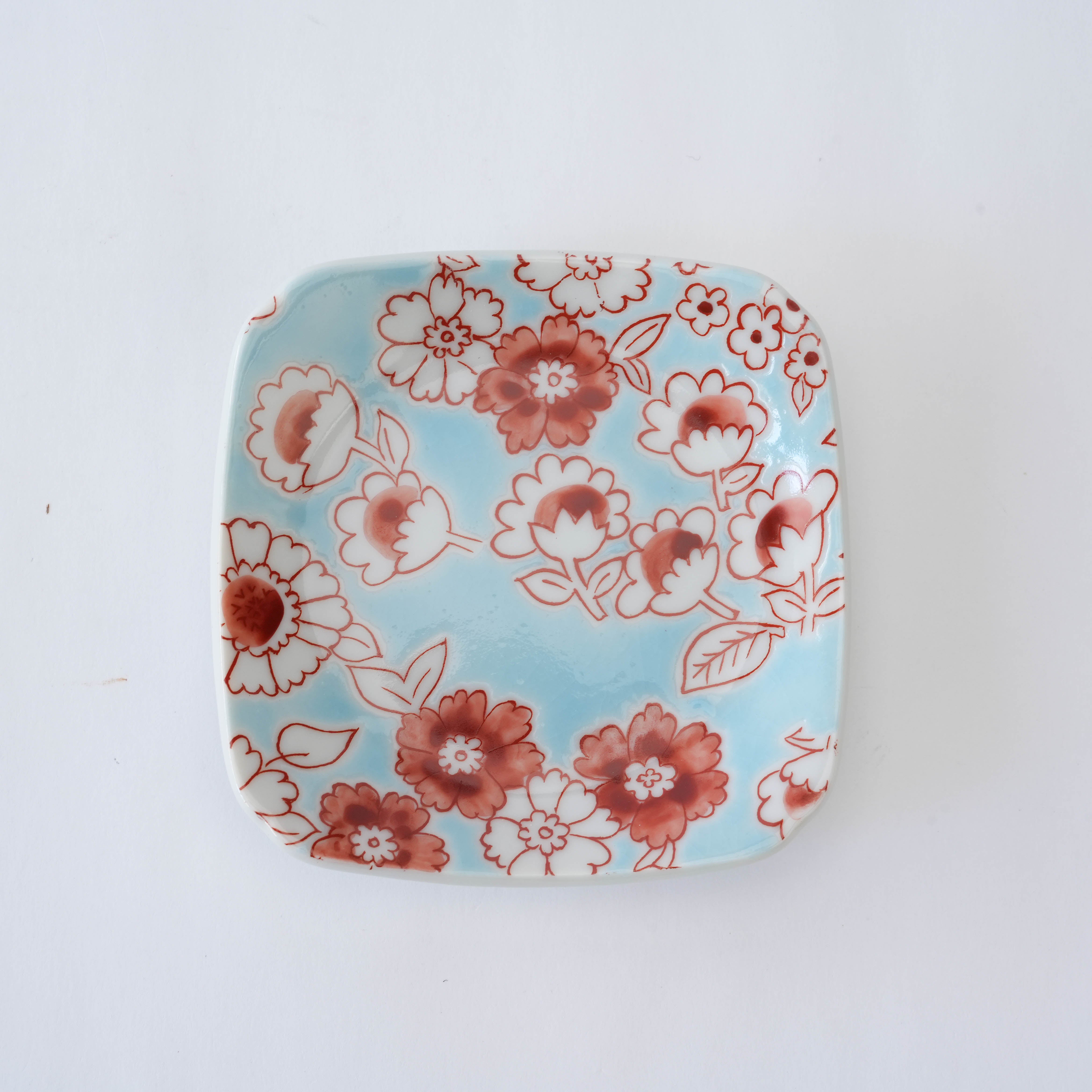 Kutani Ware Flower Shower Small Plate – Light Blue