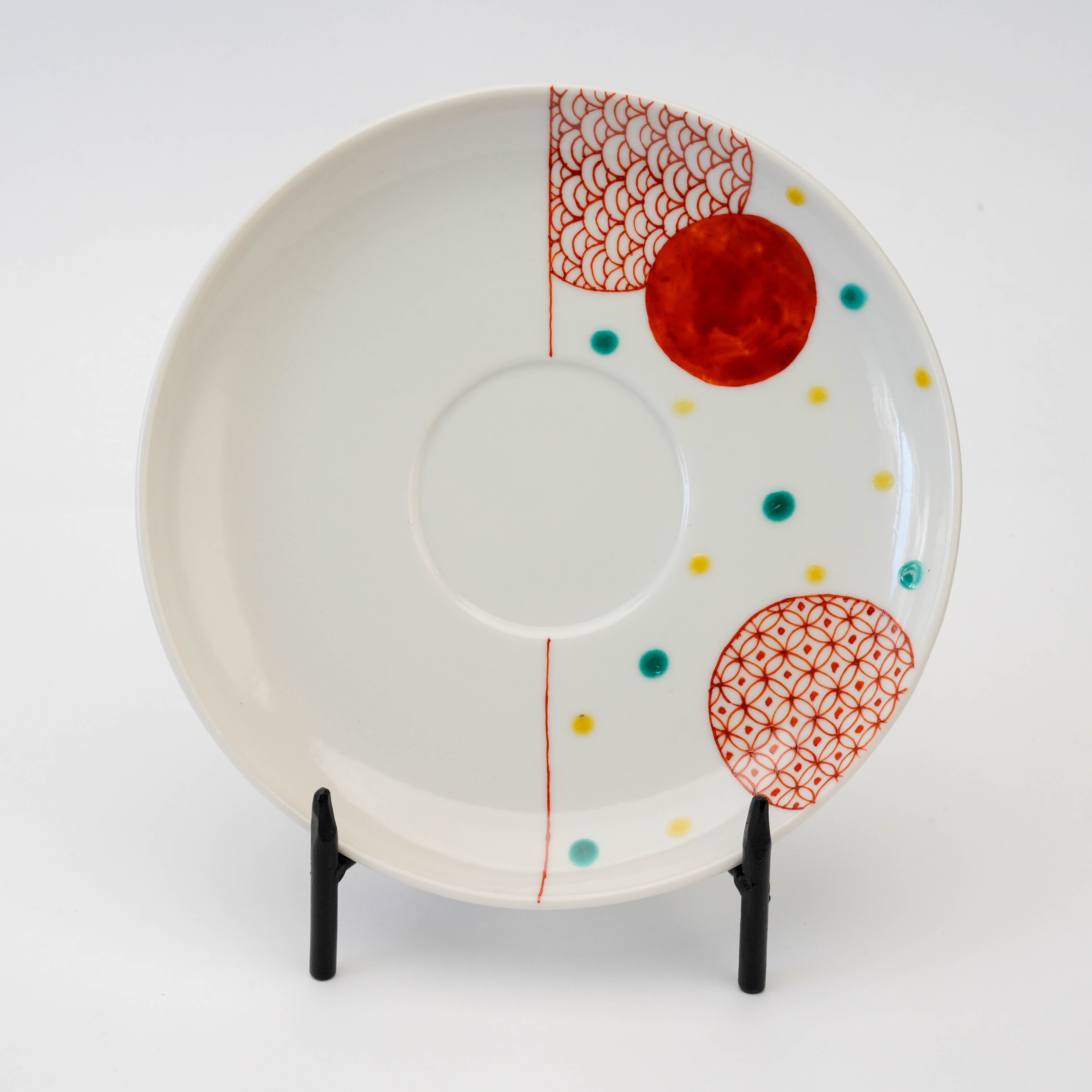 Kutani Ware Coffee Cup & Saucer Pair – Maru Komon Pattern