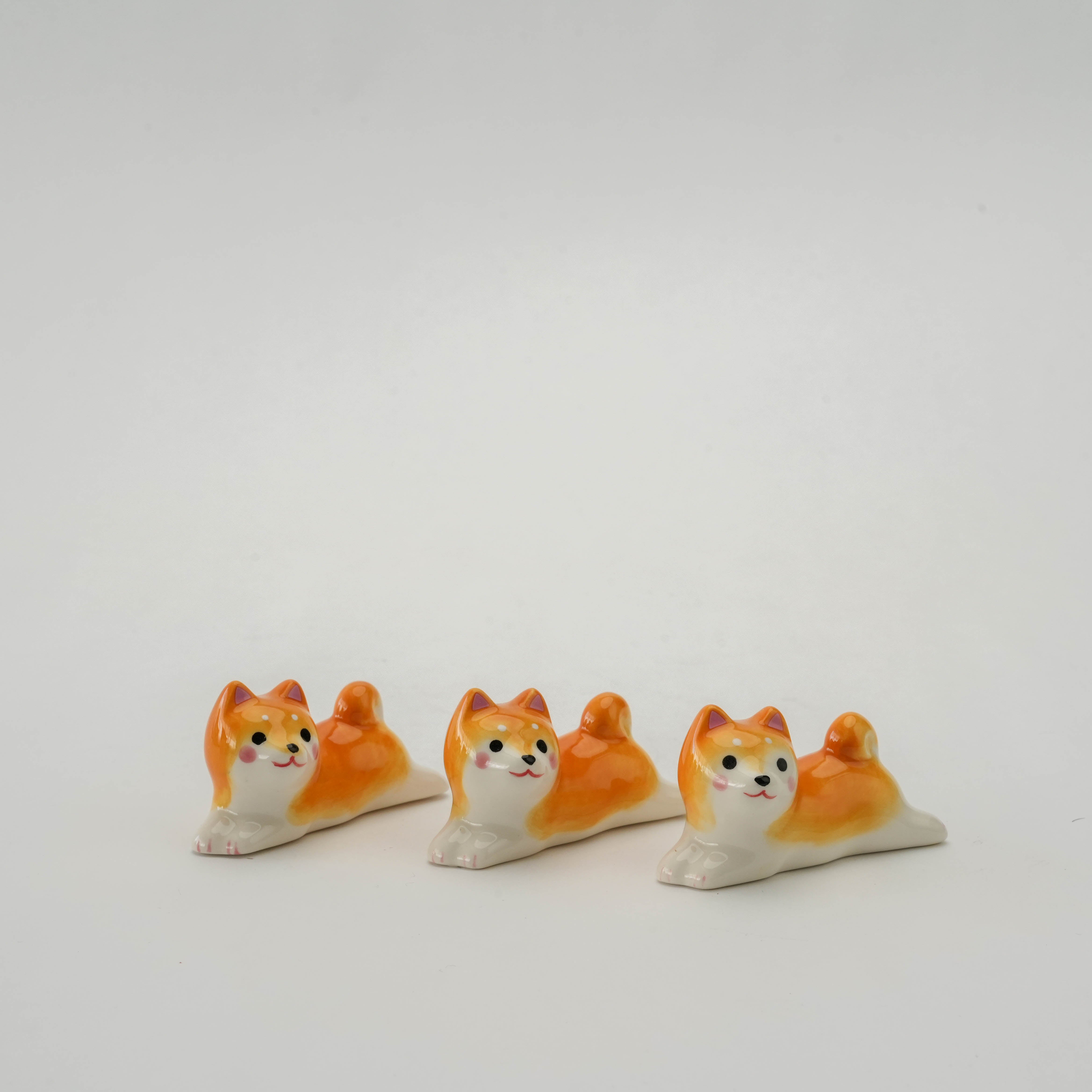 Yakushigama Shiba Dog Crouching Chopstick Rest 3 Set