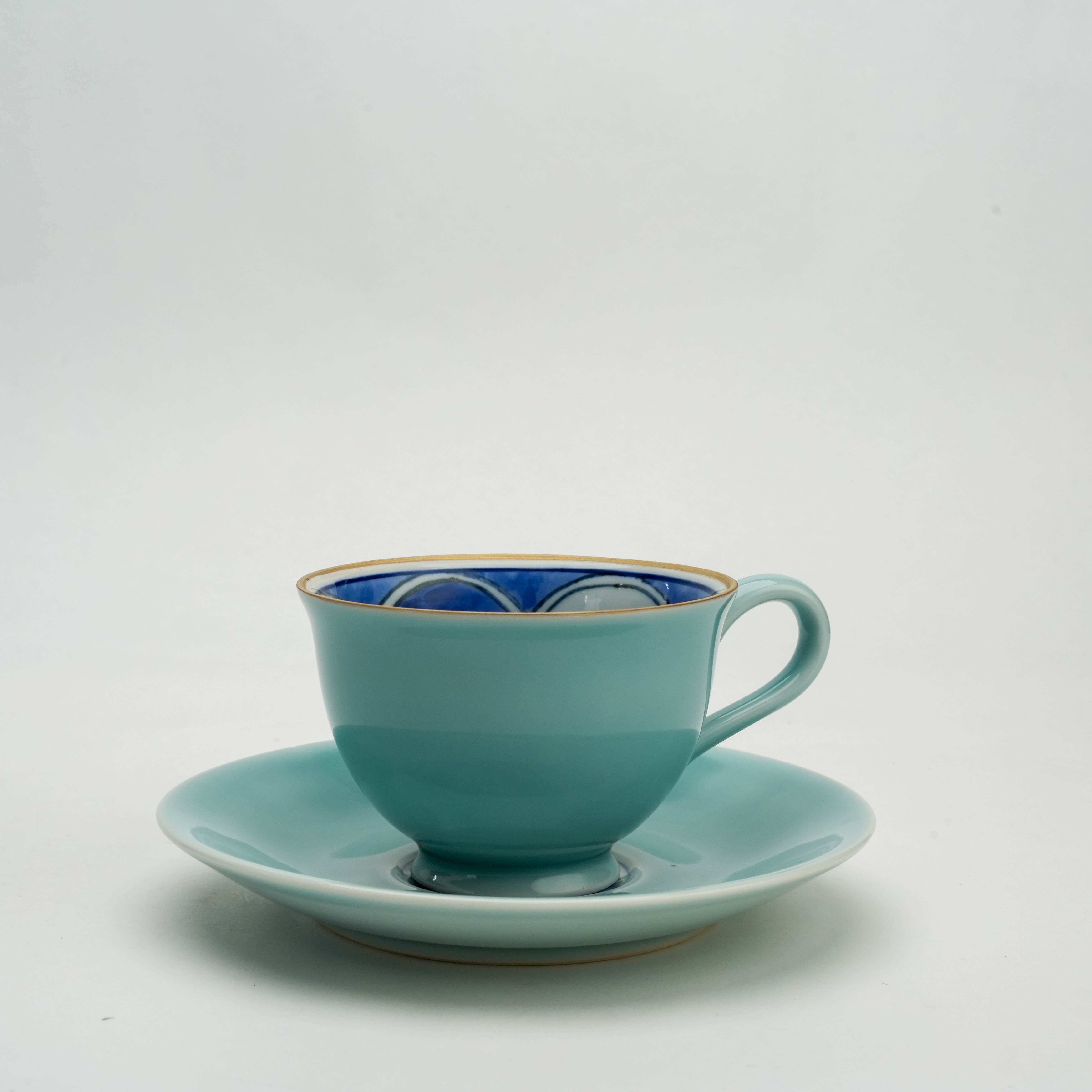 Arita Ware Celadon “Kari Sansui” Landscape Coffee Cup & Saucer