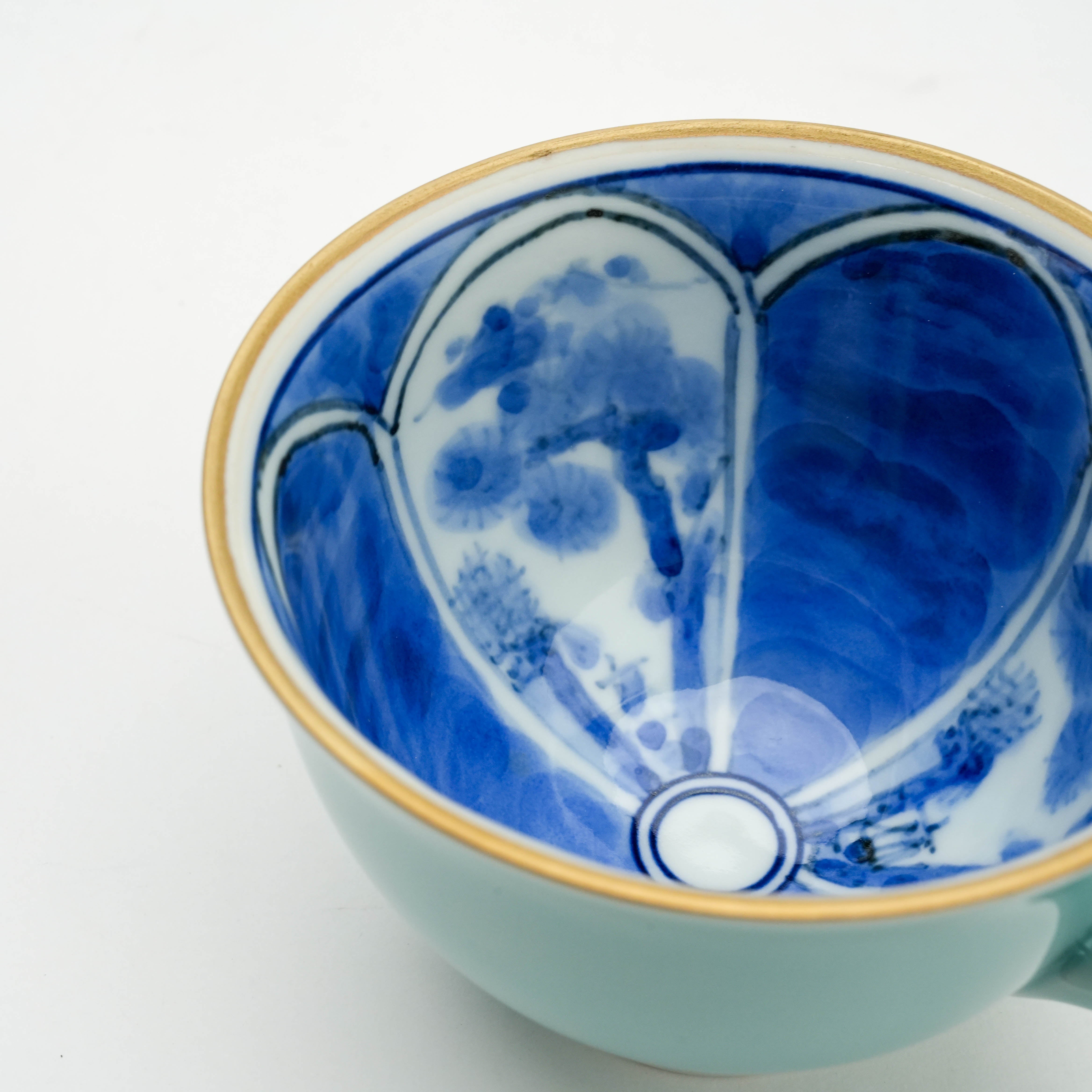 Arita Ware Celadon “Kari Sansui” Landscape Coffee Cup & Saucer