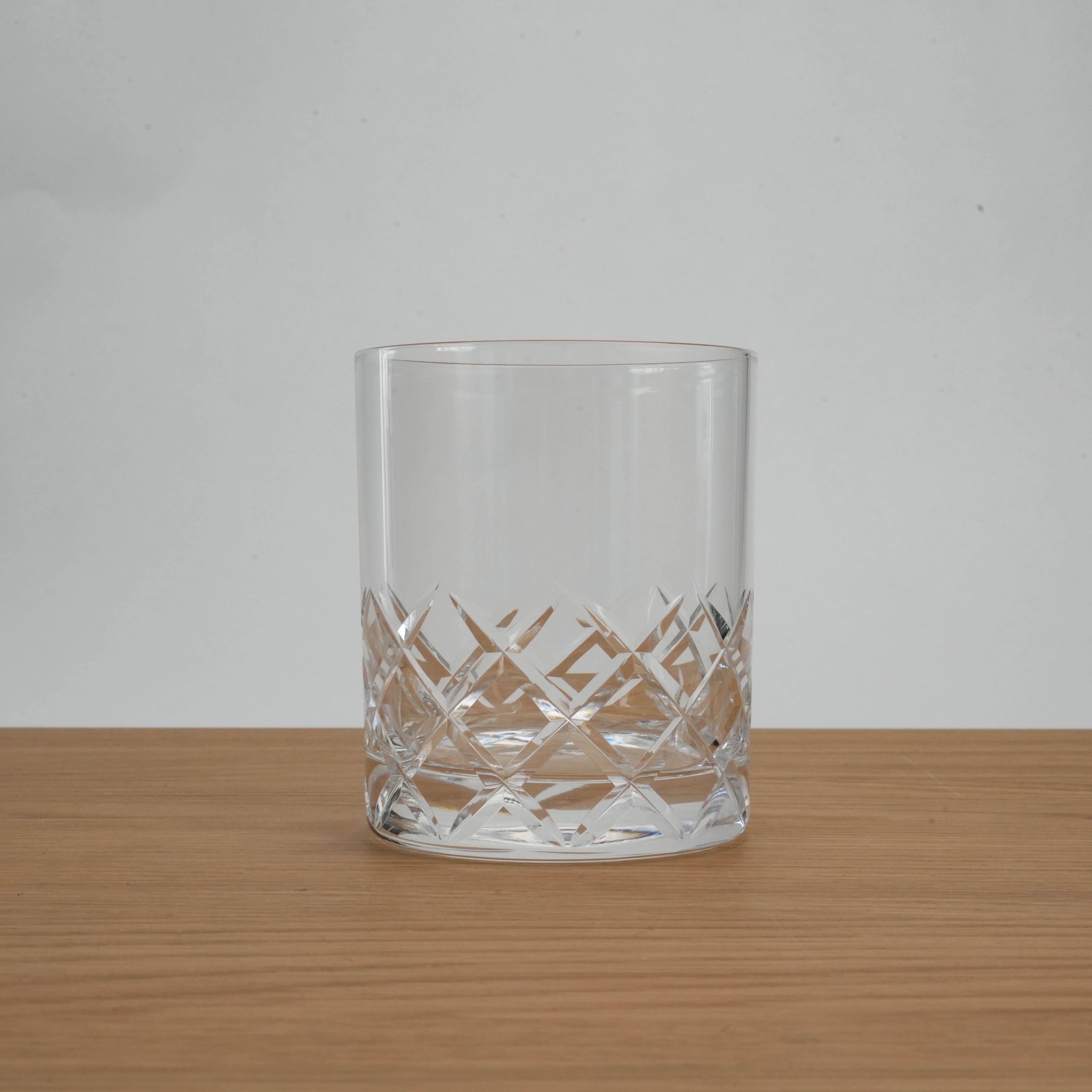 Minimalist view of Toyo-Sasaki Yarai Cut Glass - Whiskey Rock Glass | HS Series emphasizing its geometric cut and durable craftsmanship.