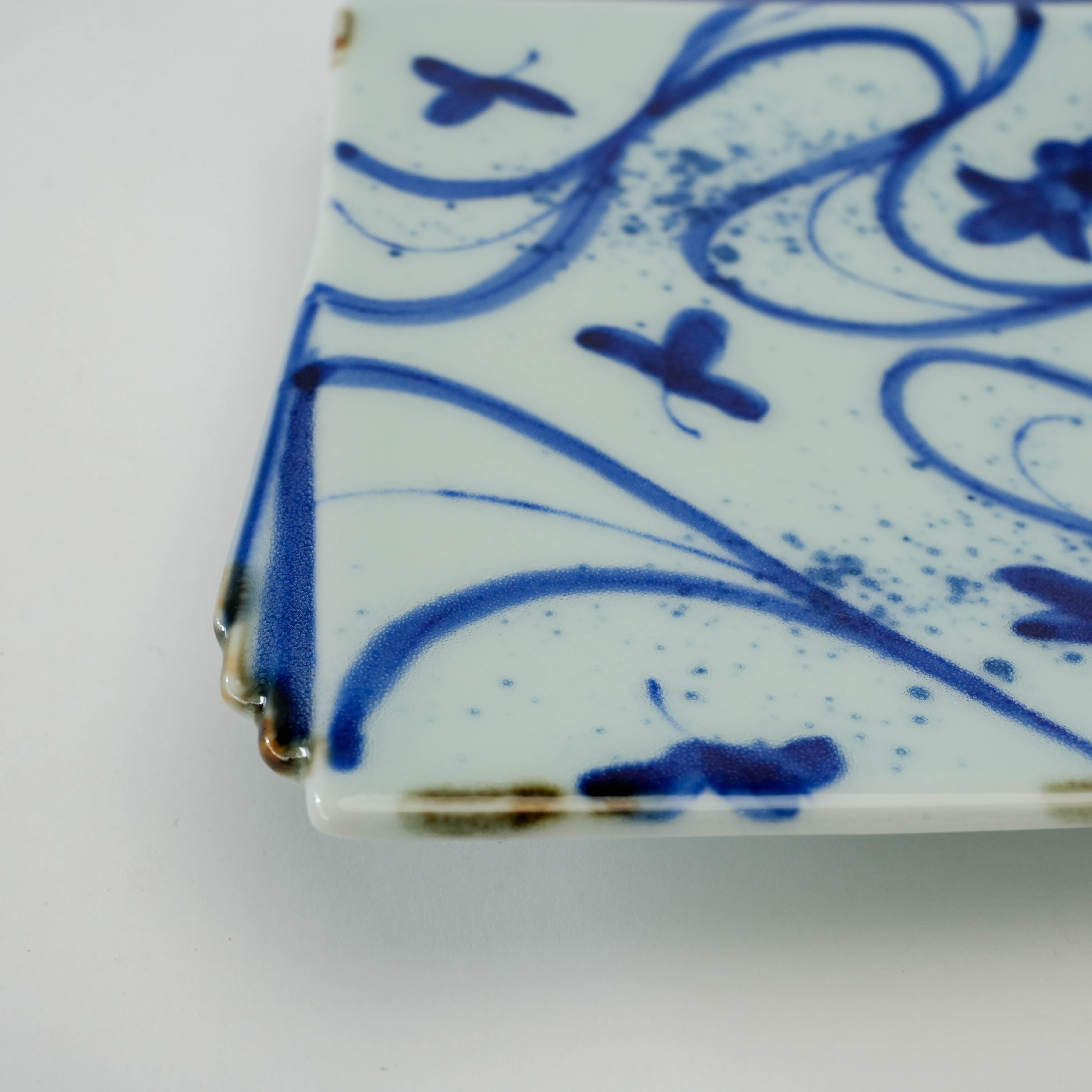 Arita Ware Floral Stream Long Rectangular Plate - Kanemon Kiln