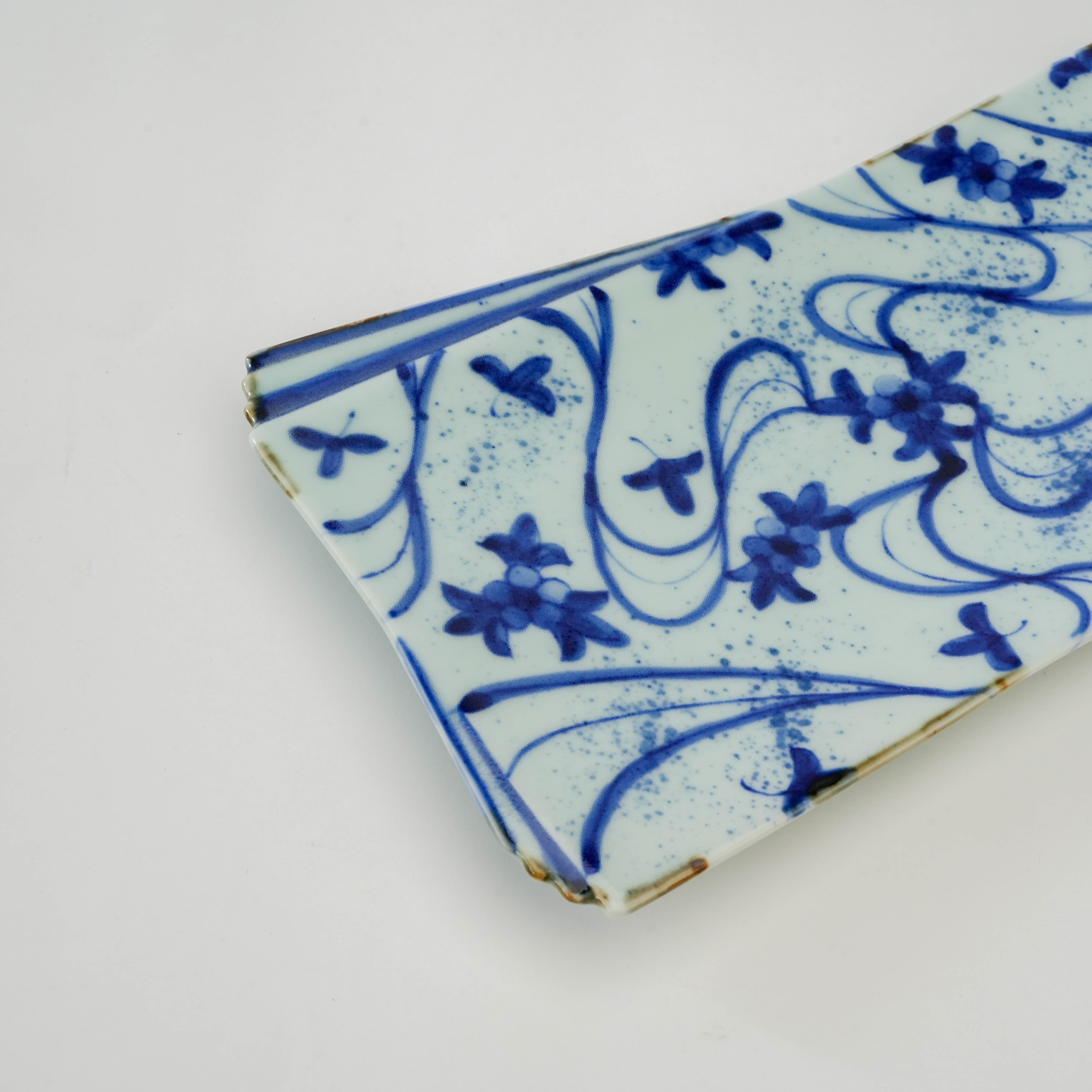 Arita Ware Floral Stream Long Rectangular Plate - Kanemon Kiln