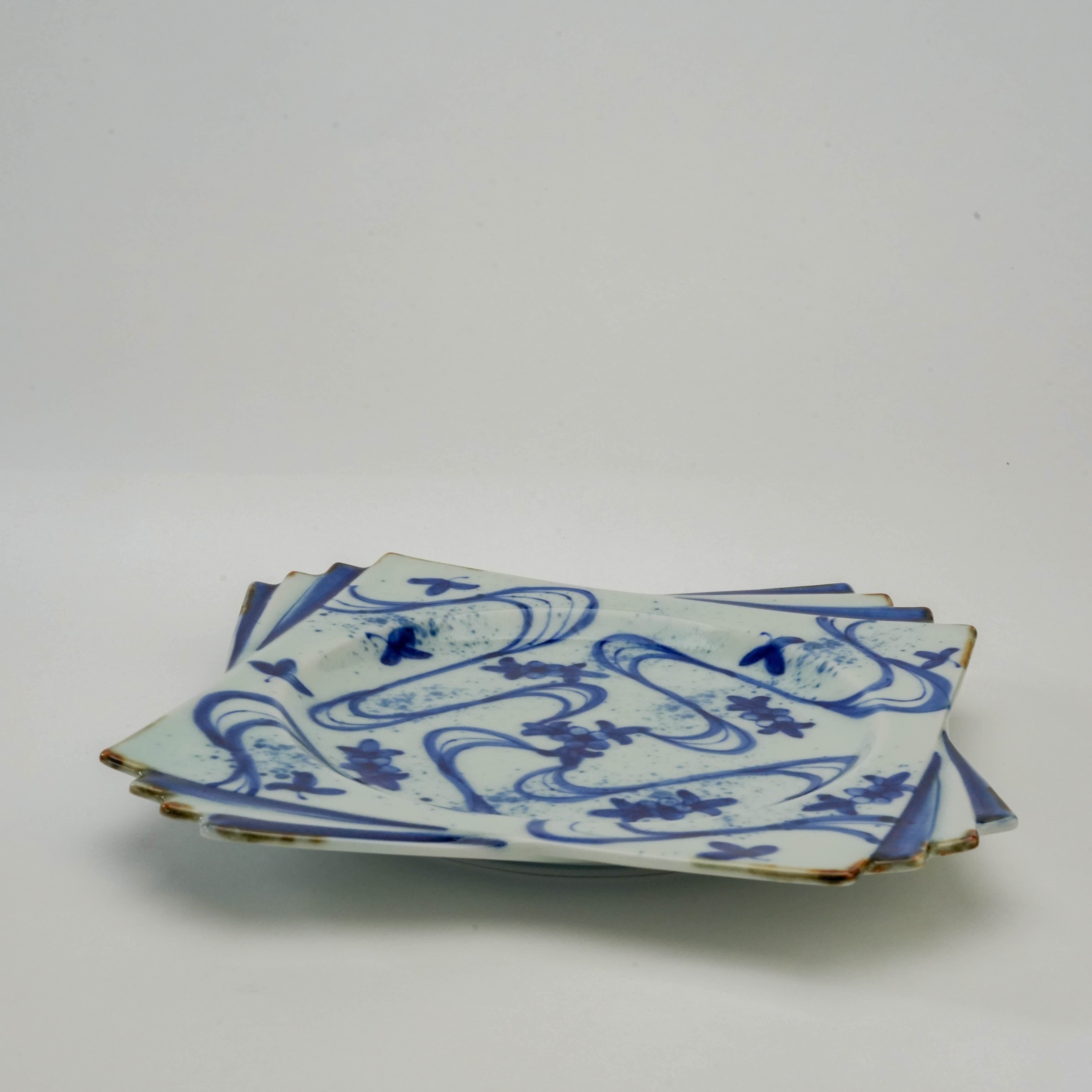 Arita Ware Floral Stream Square Plate - kanemon Kiln