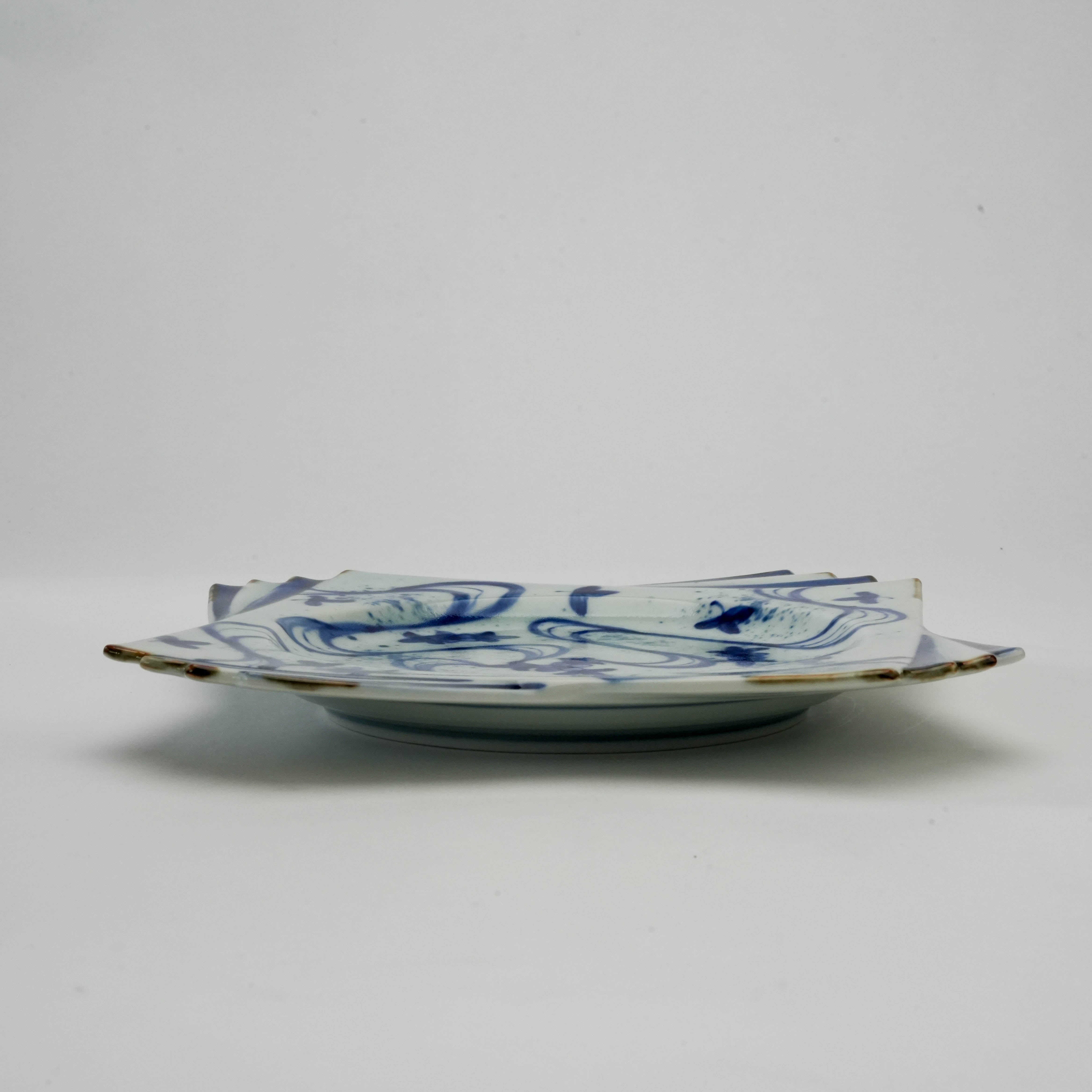 Arita Ware Floral Stream Square Plate - kanemon Kiln