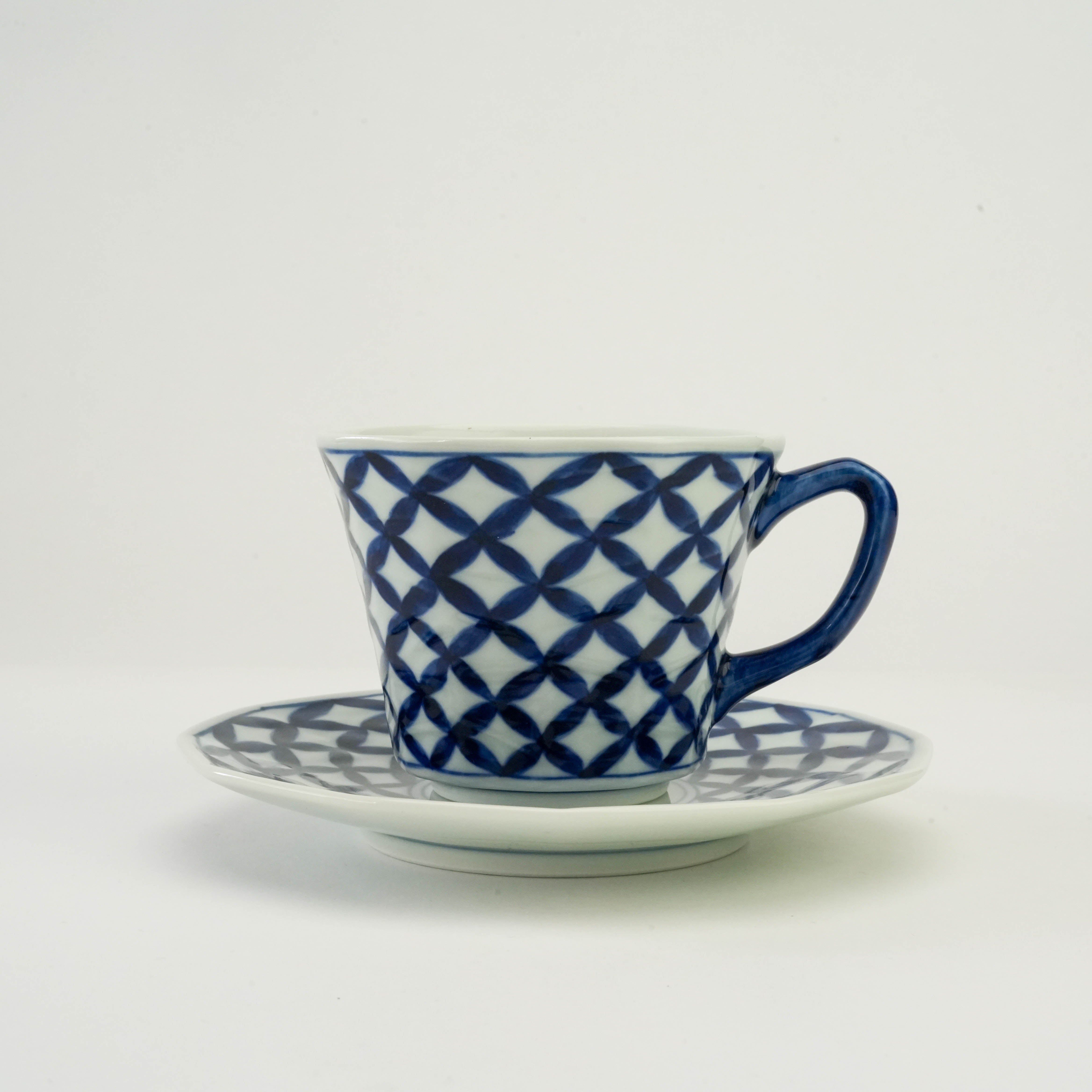 Arita Ware Indigo Shippo-Pattern Coffee Cup & Saucer