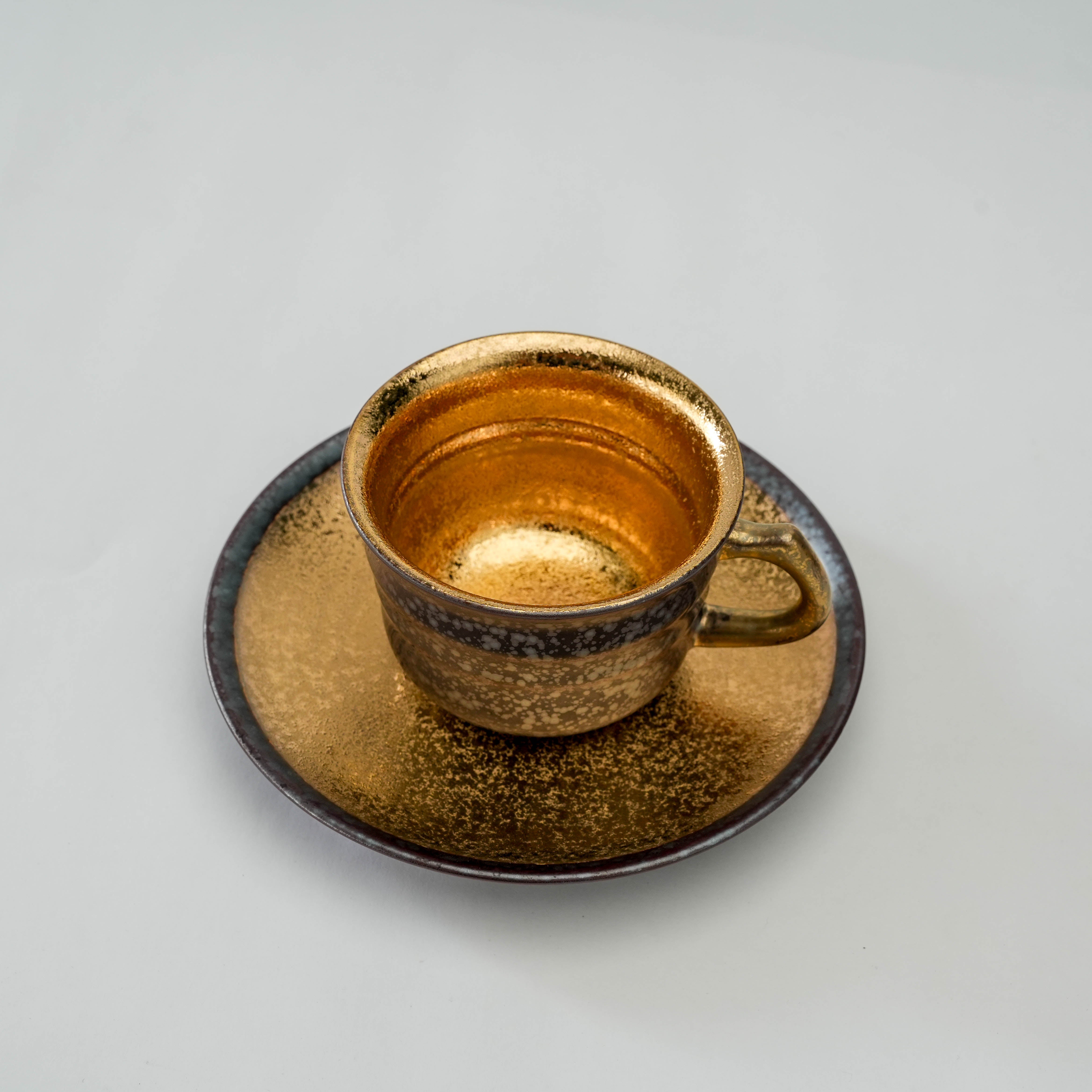 Arita Ware Crystal Glaze Gold Coffee Cup & Saucer