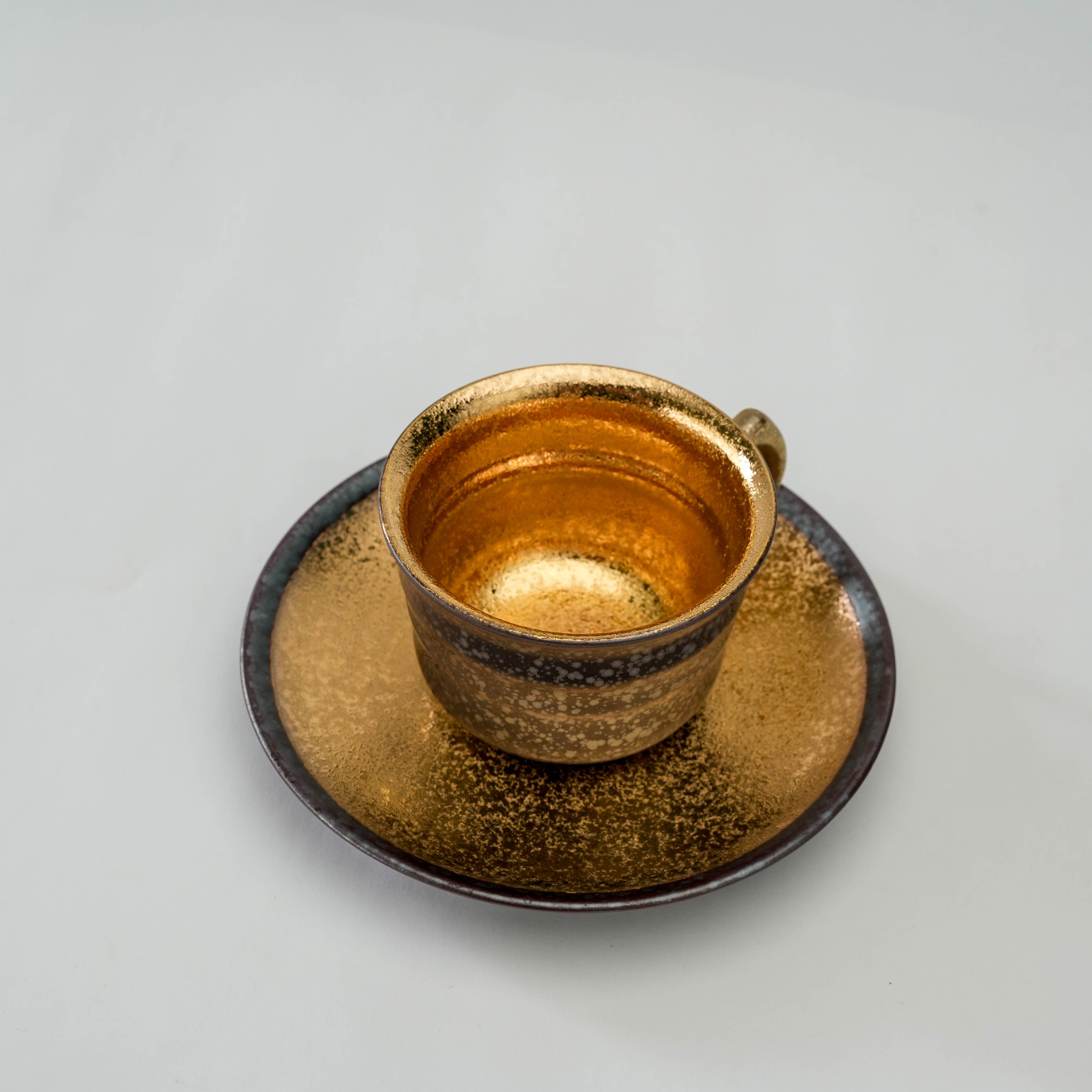 Arita Ware Crystal Glaze Gold Coffee Cup & Saucer