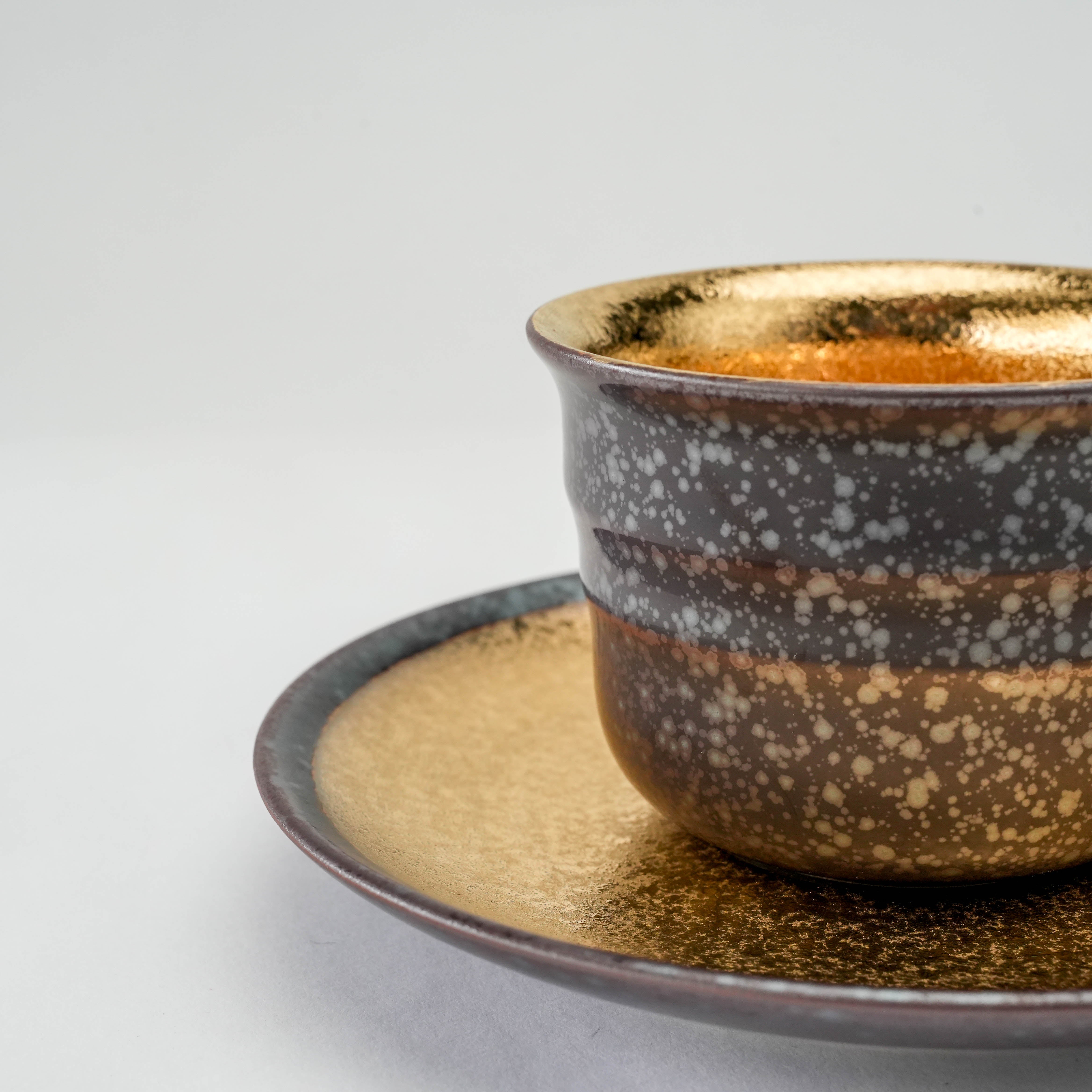 Arita Ware Crystal Glaze Gold Coffee Cup & Saucer