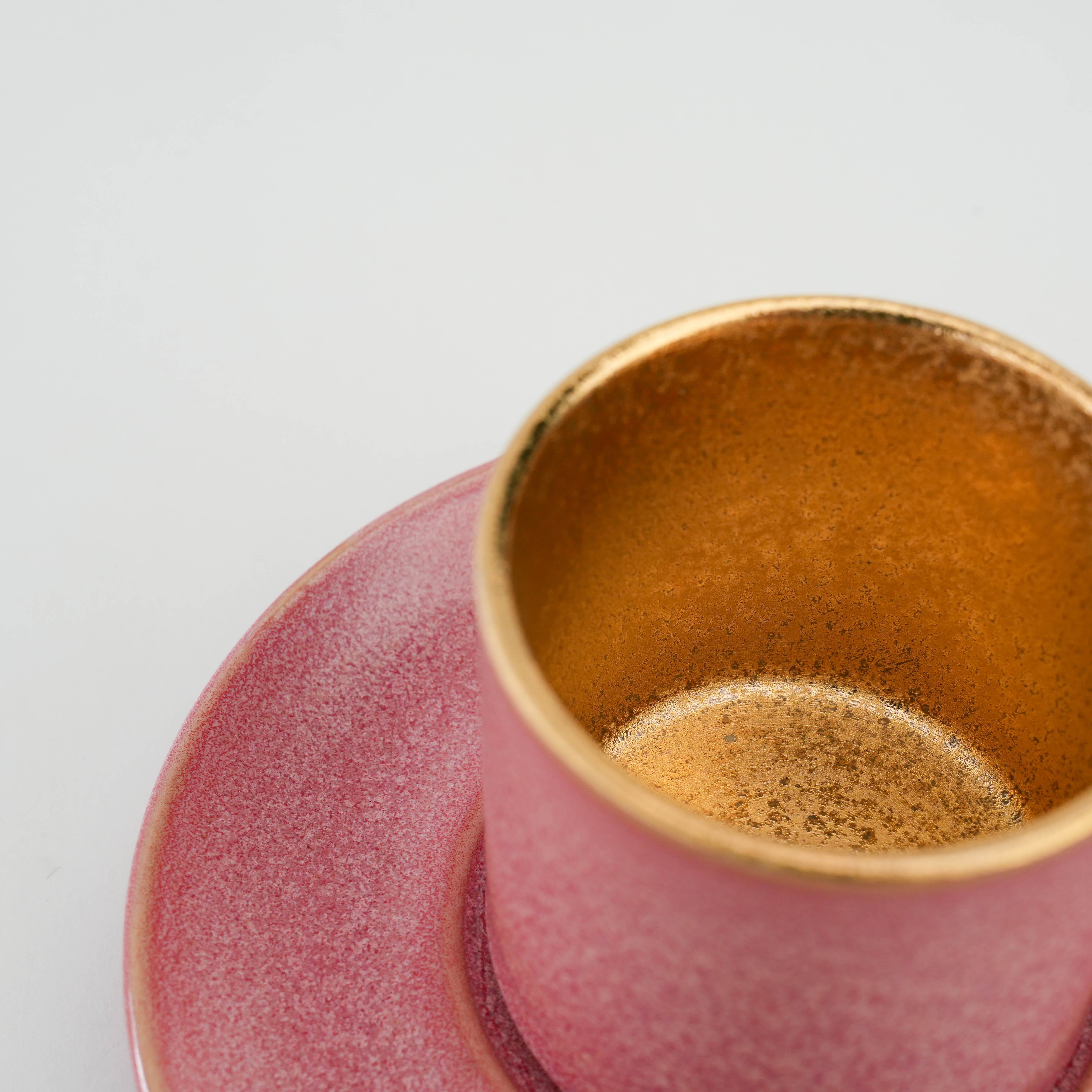 Arita Ware Crystal Glaze Pink Gold Espresso Cup & Saucer Set