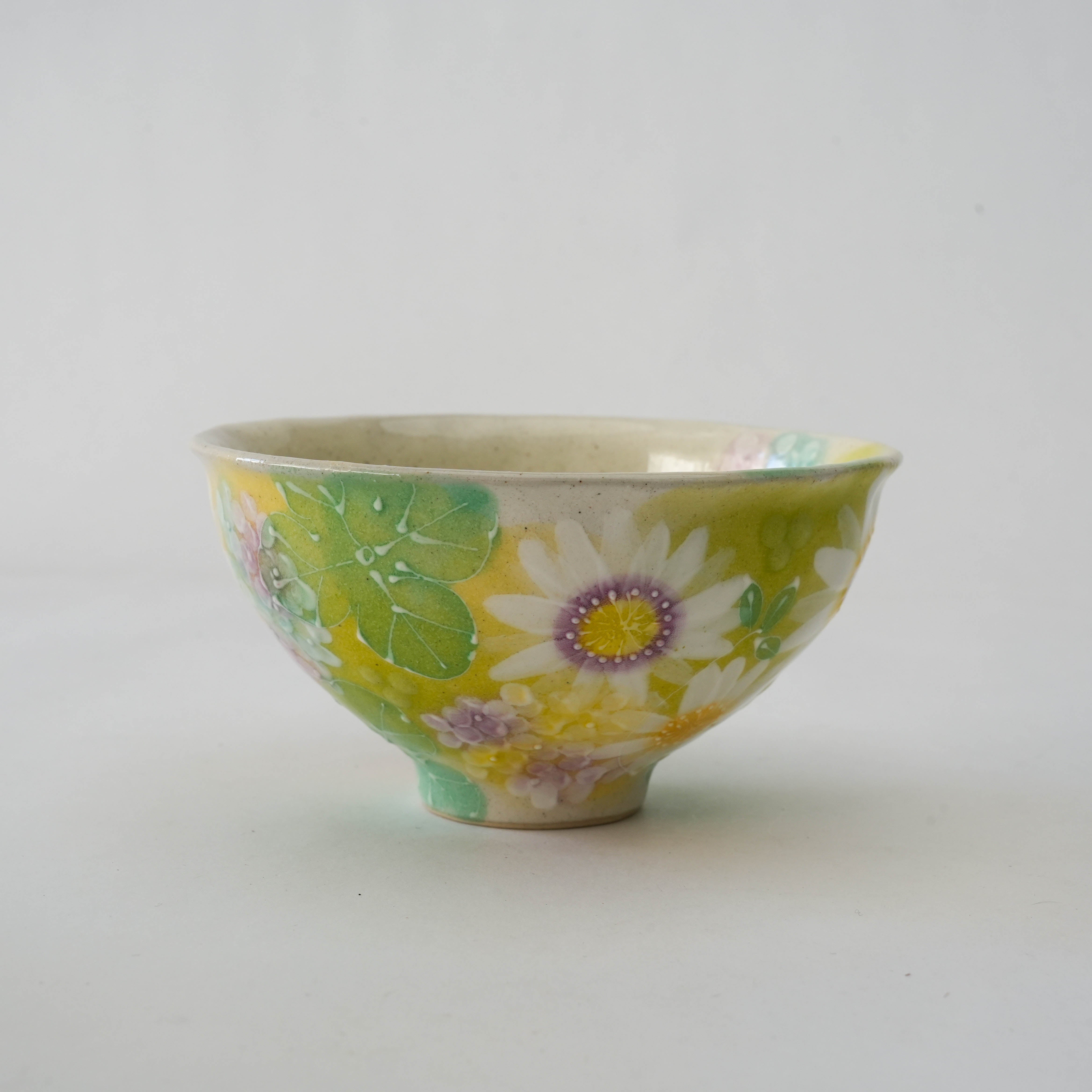 Seto Ware Kyo-Yuzen Floral Rice Bowl