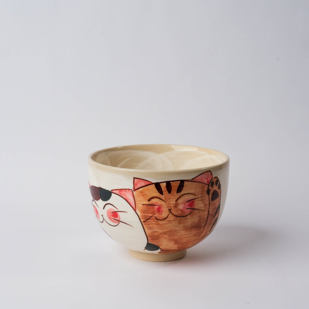 Hasami Ware Three Friendly Cat Donburi Bowl