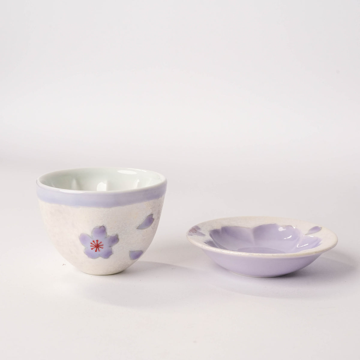 Arita Ware Purple Cherry Blossom Small Teacup with Saucer
