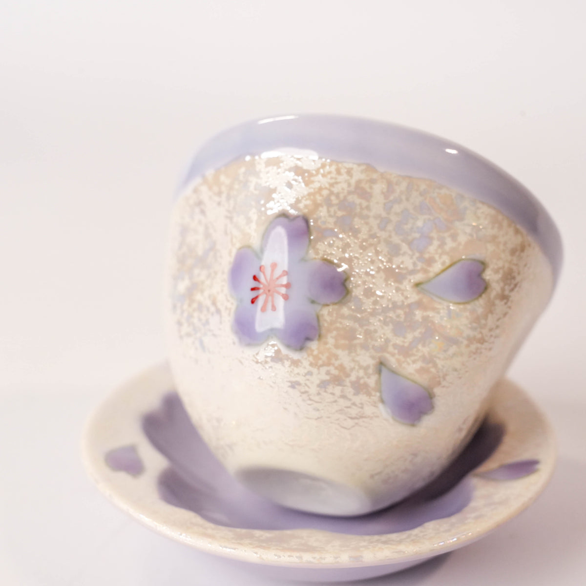 Arita Ware Purple Cherry Blossom Small Teacup with Saucer