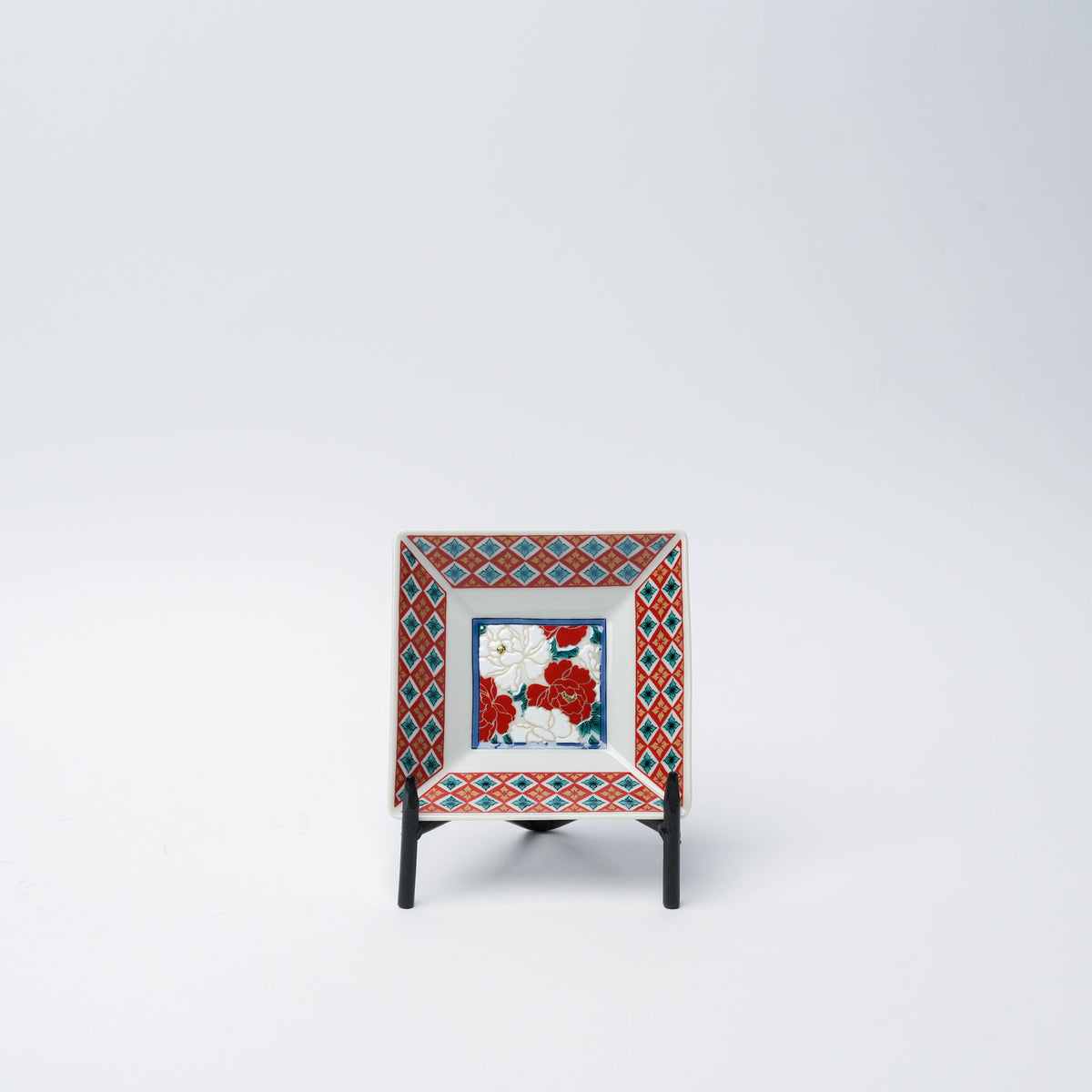 Kutani Ware Heritage Floral & Geometric Square Plate Set