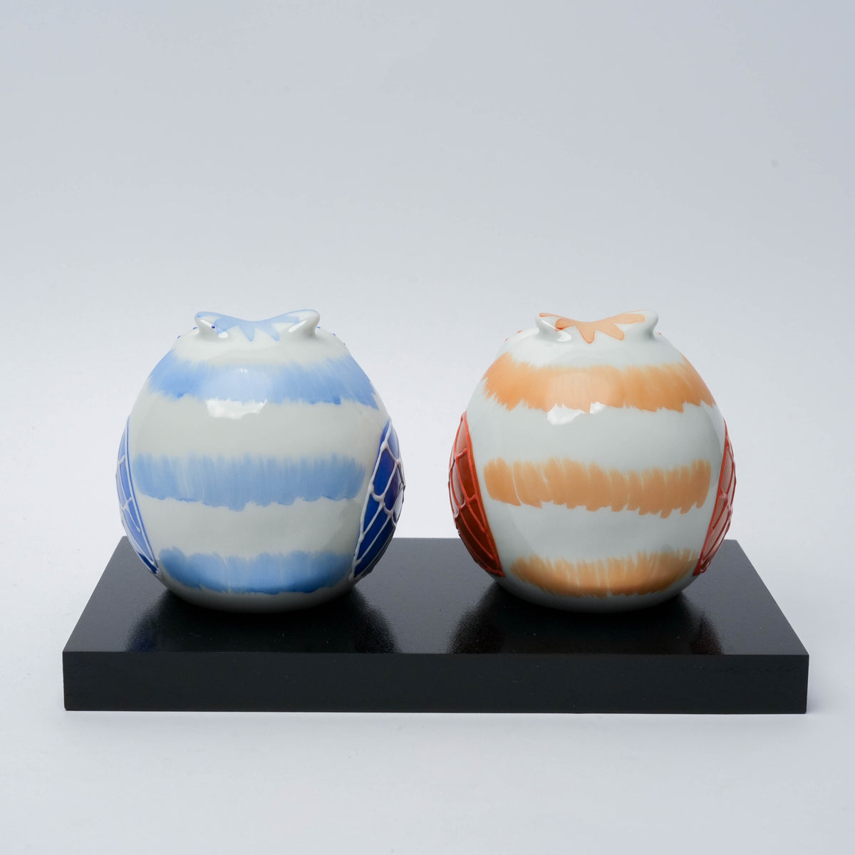 Kutani Ware Owl Pair – Blossom Guardians of Good Fortune