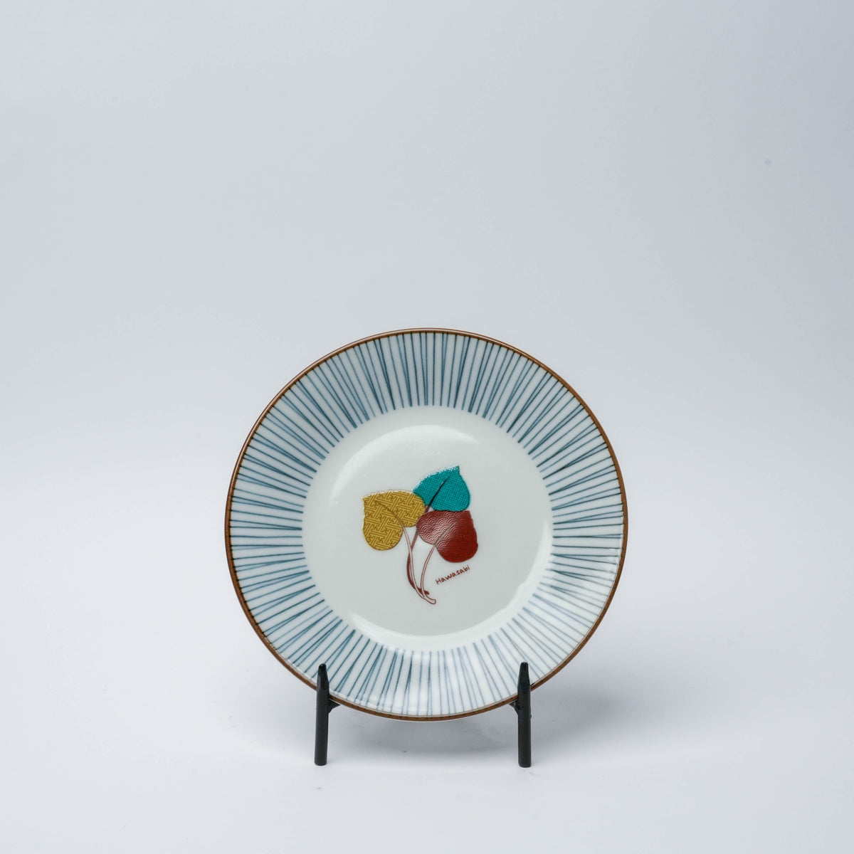 Kutani Ware Blue Rim Mountain Harvest Small Plate Set of 5