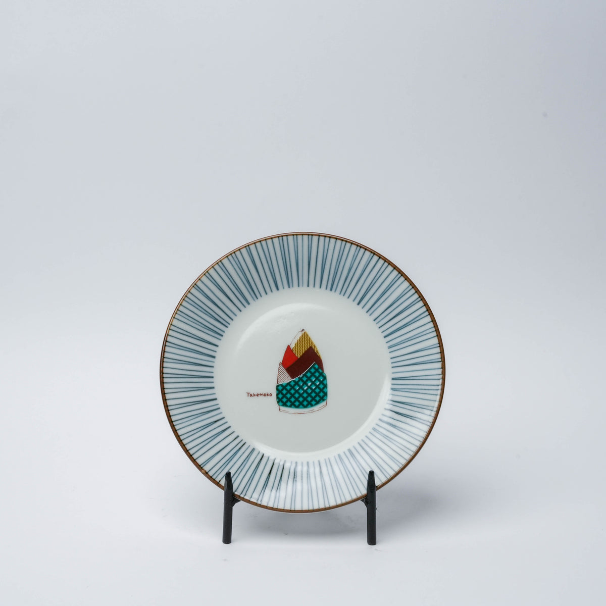 Kutani Ware Blue Rim Mountain Harvest Small Plate Set of 5