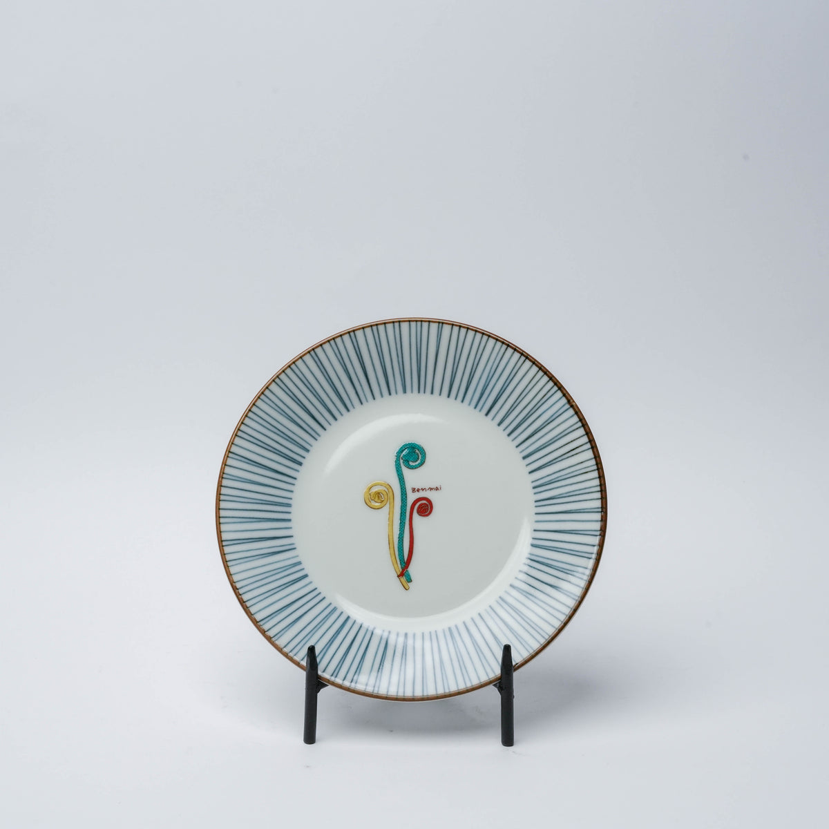 Kutani Ware Blue Rim Mountain Harvest Small Plate Set of 5